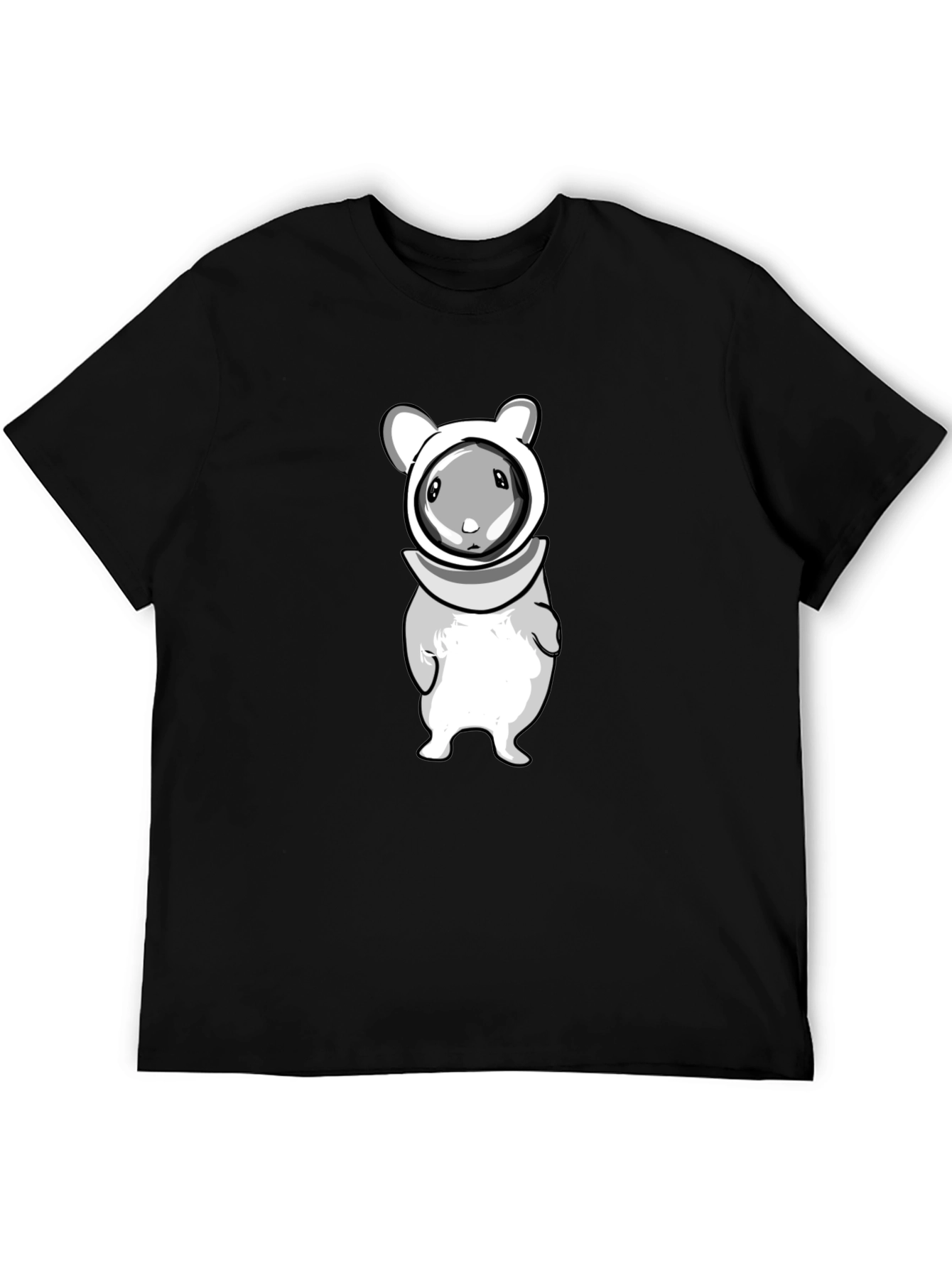 Cute Cartoon Hamster Graphic T-Shirt - Unisex Black Tee