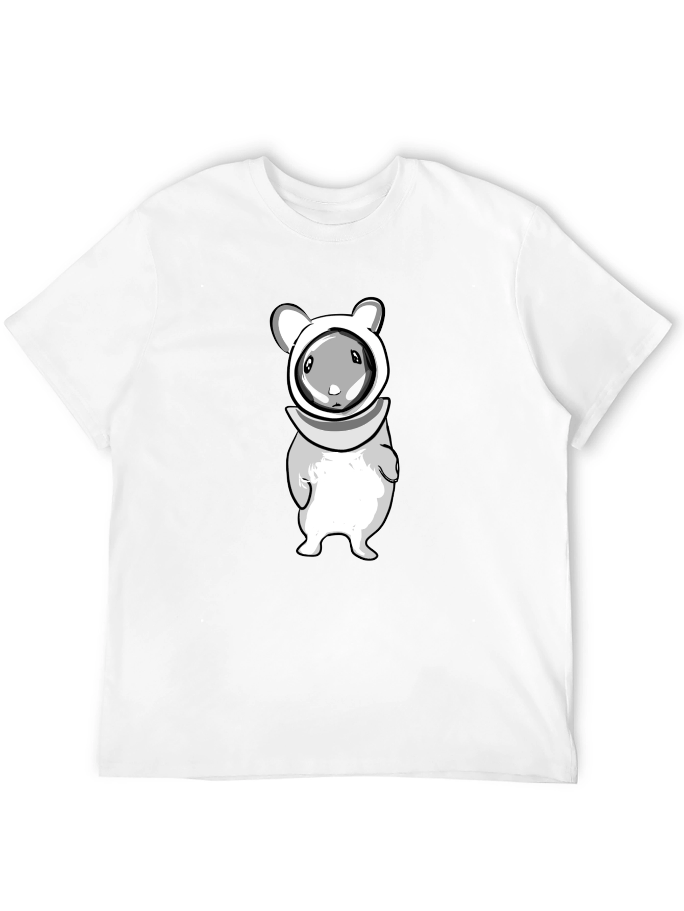 Cute Cartoon Hamster Graphic T-Shirt - Unisex Black Tee