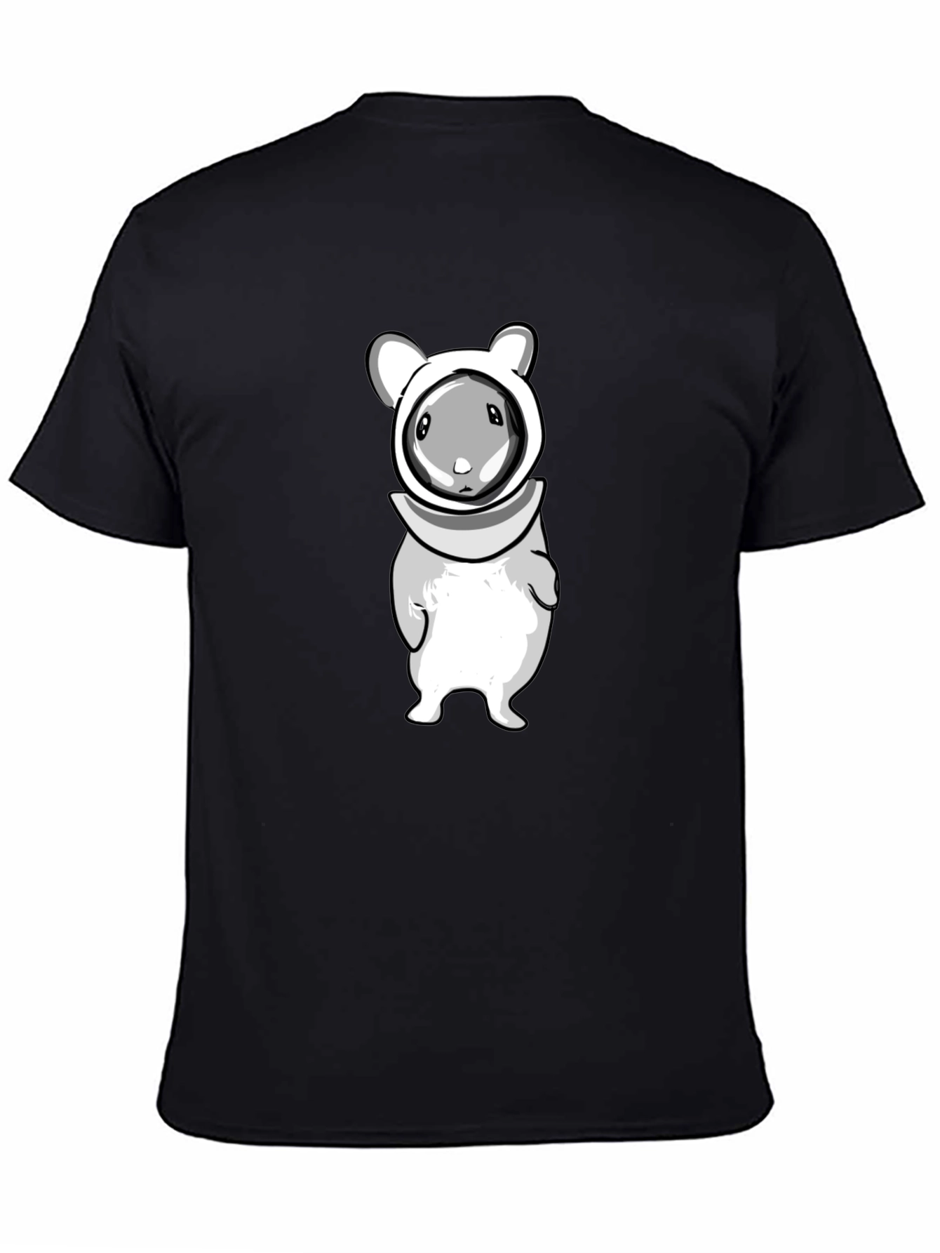 Cute Cartoon Hamster Graphic T-Shirt - Unisex Black Tee