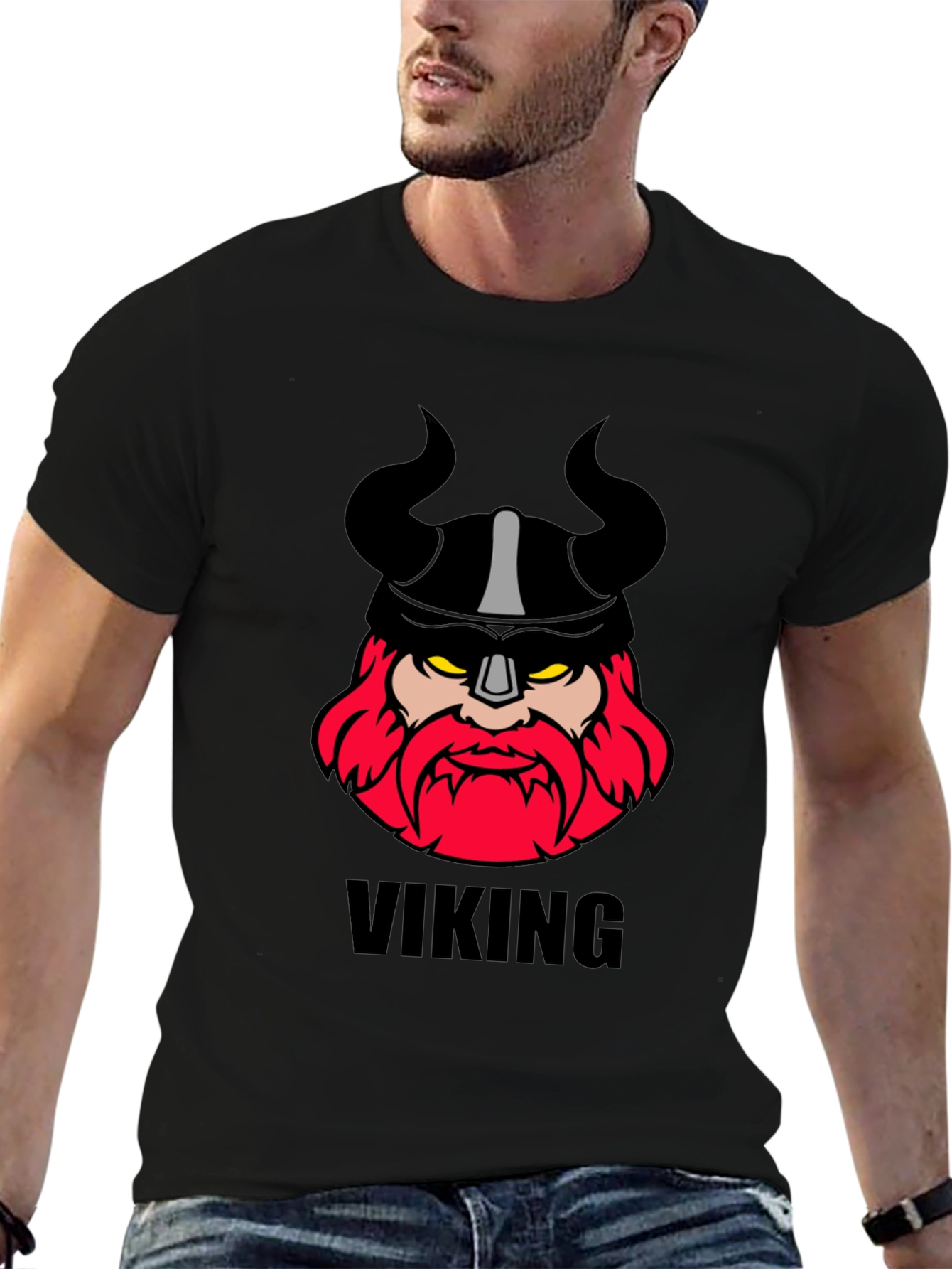 Viking Graphic Tee - Black Cotton T-Shirt