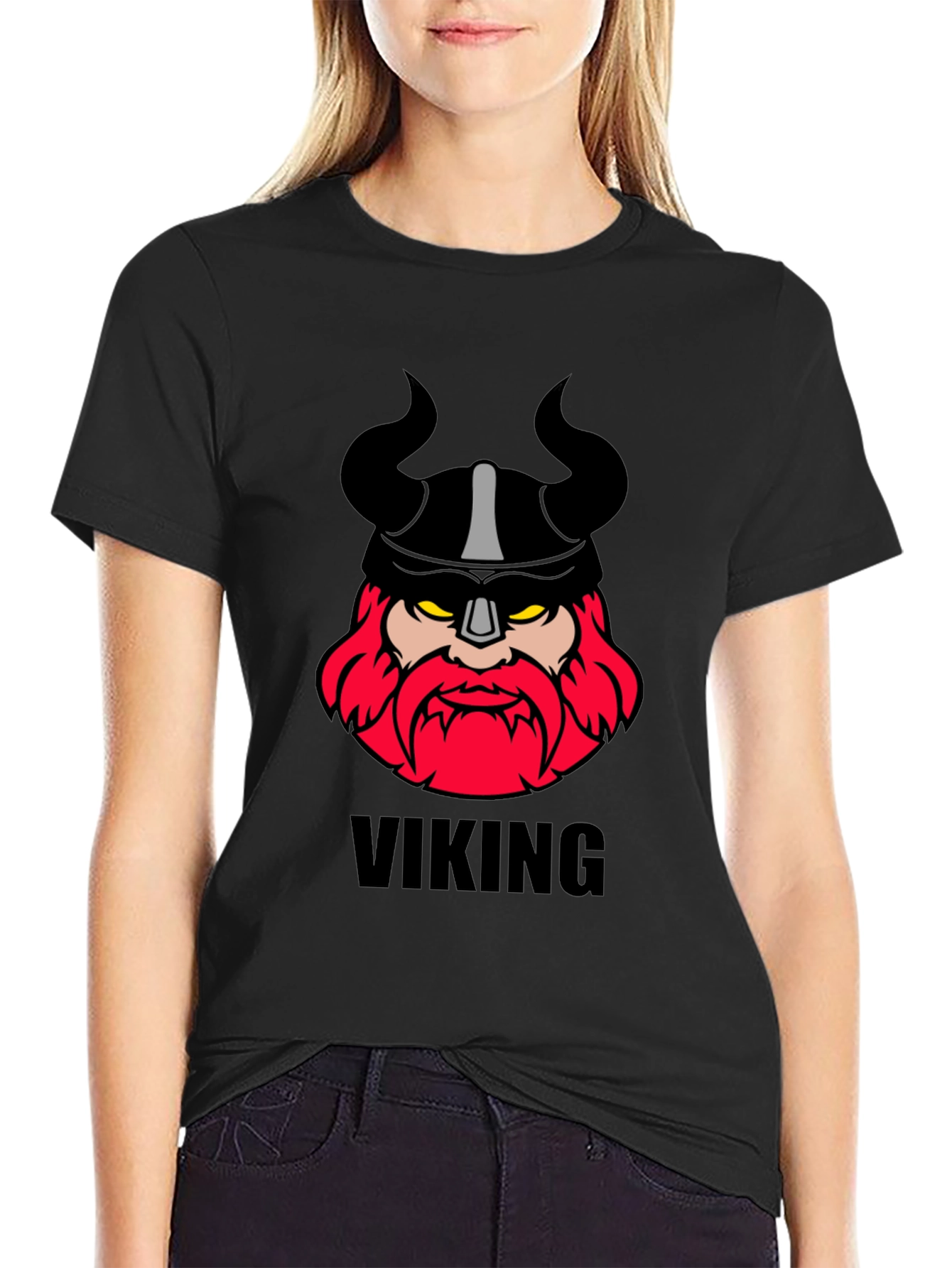 Viking Graphic Tee - Black Cotton T-Shirt