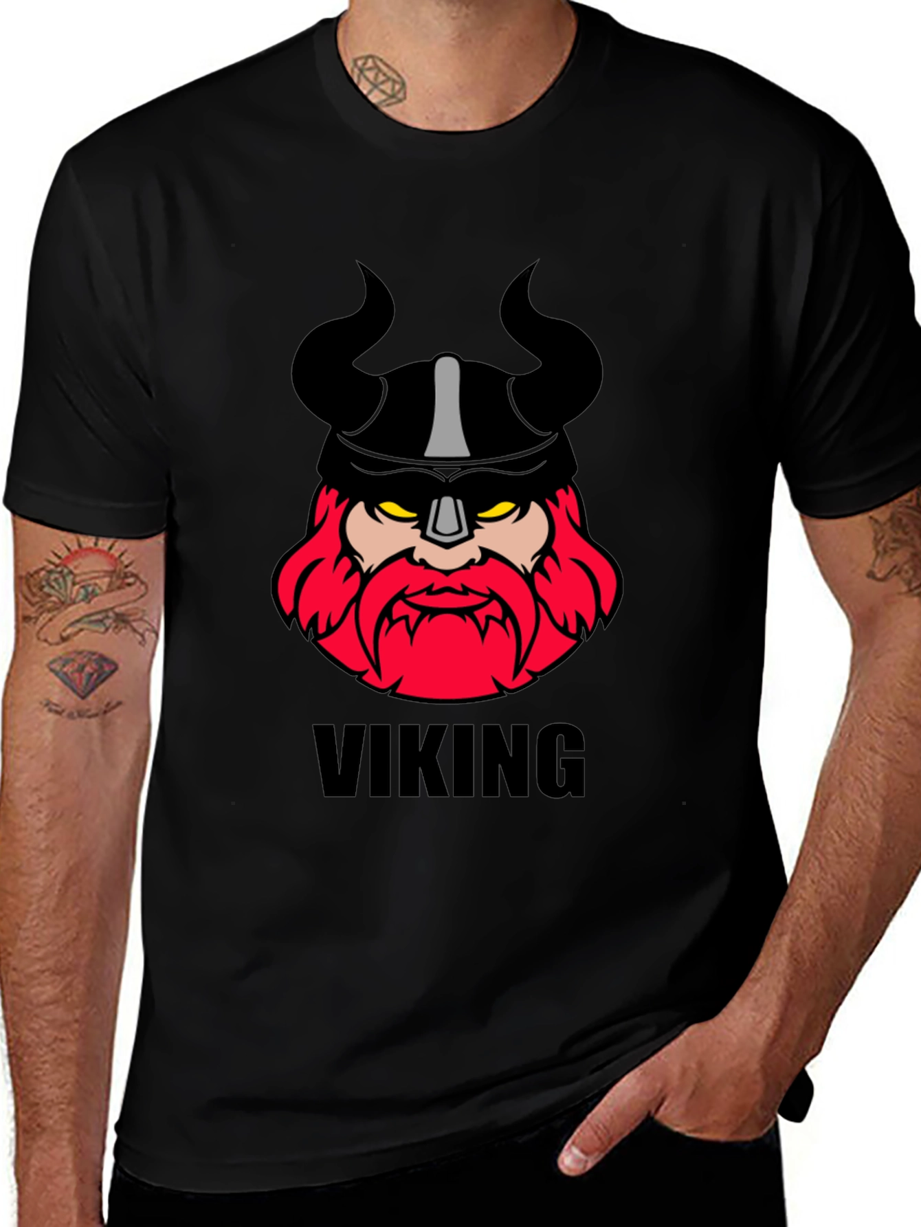 Viking Graphic Tee - Black Cotton T-Shirt