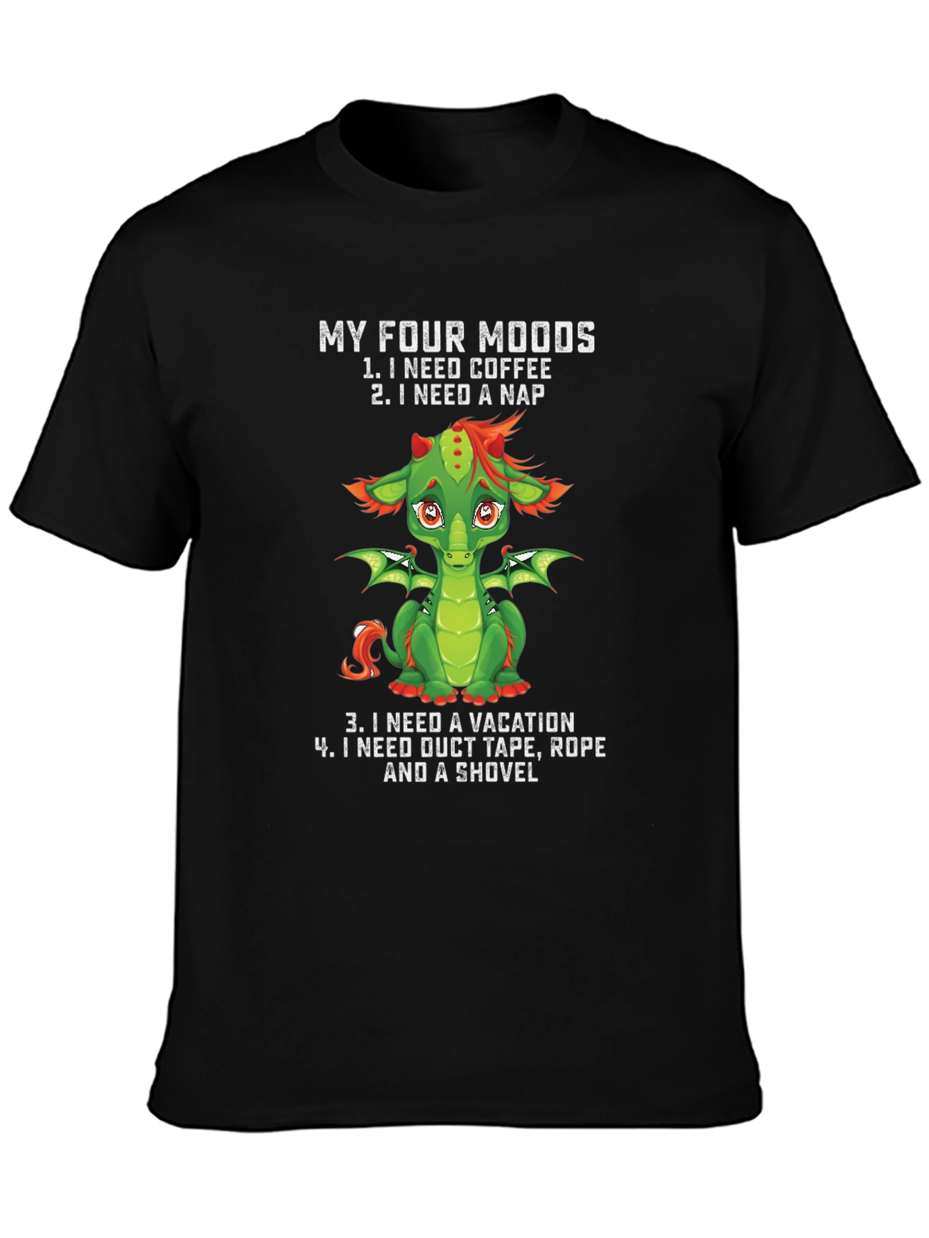 Funny Dragon Four Moods Graphic Tee