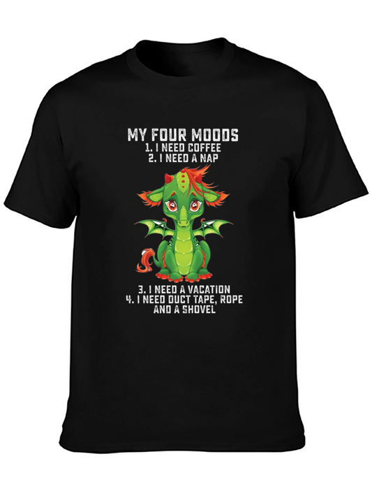 Funny Dragon Four Moods Graphic Tee