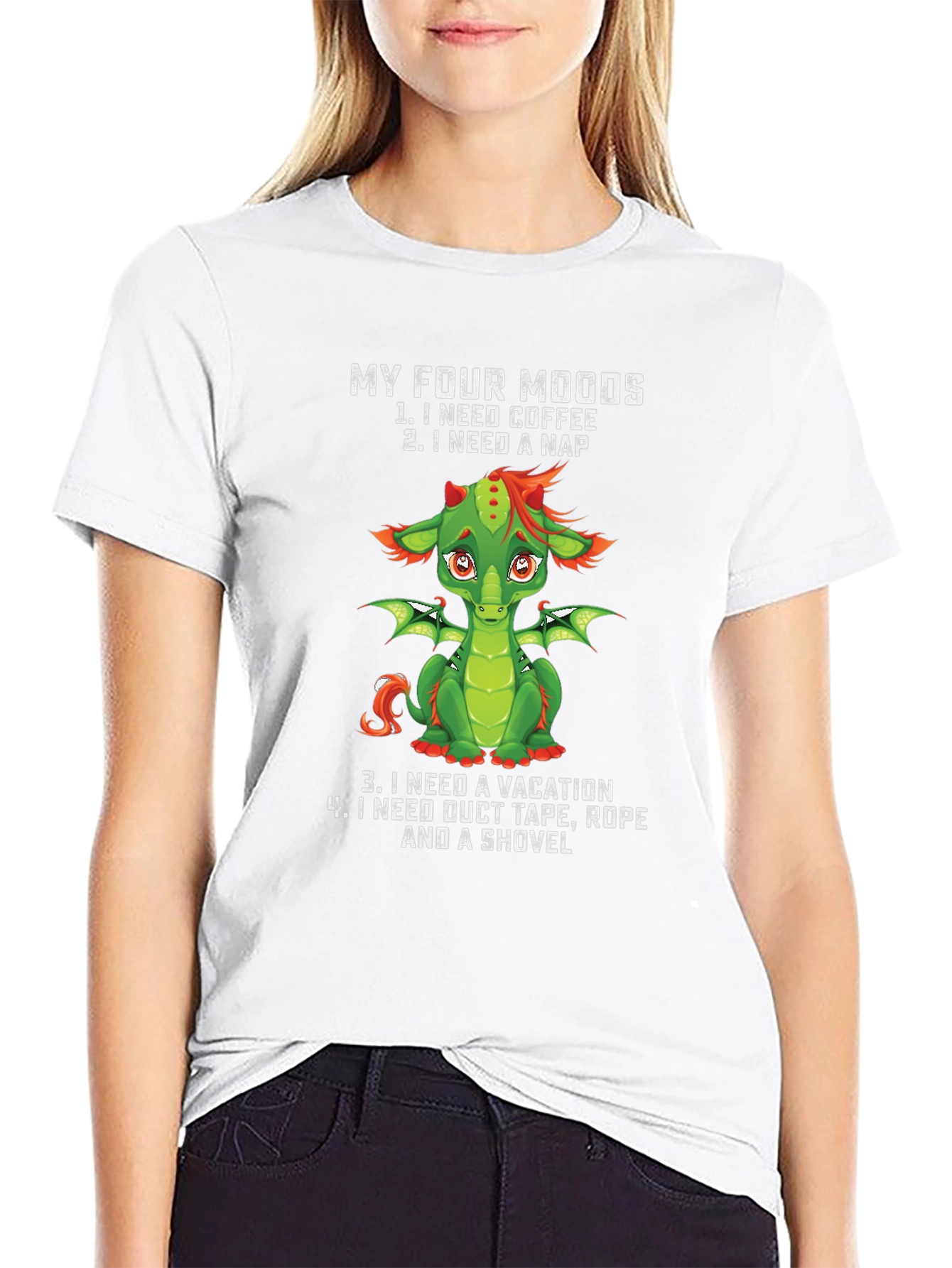 Funny Dragon Four Moods Graphic Tee