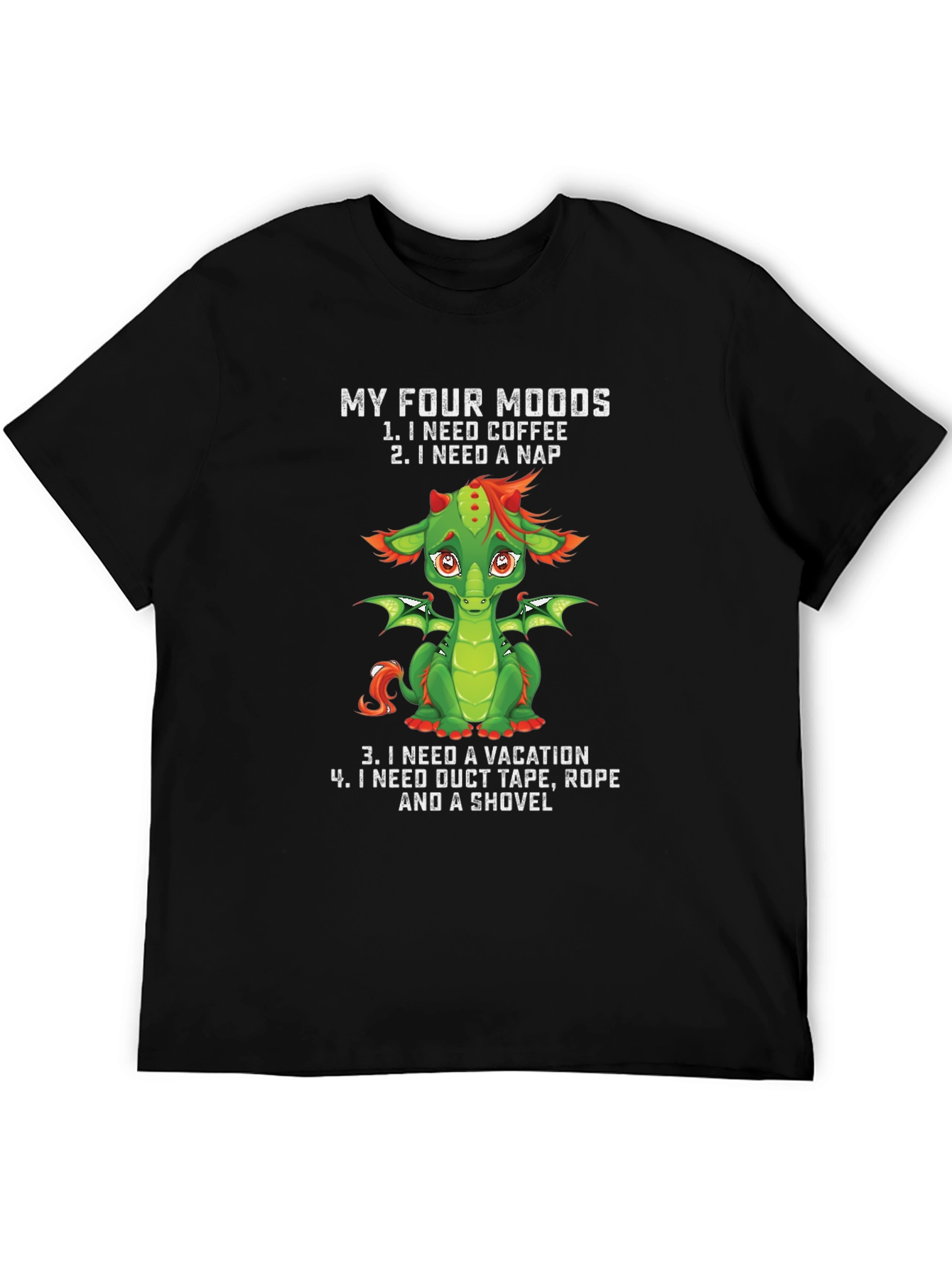 Funny Dragon Four Moods Graphic Tee