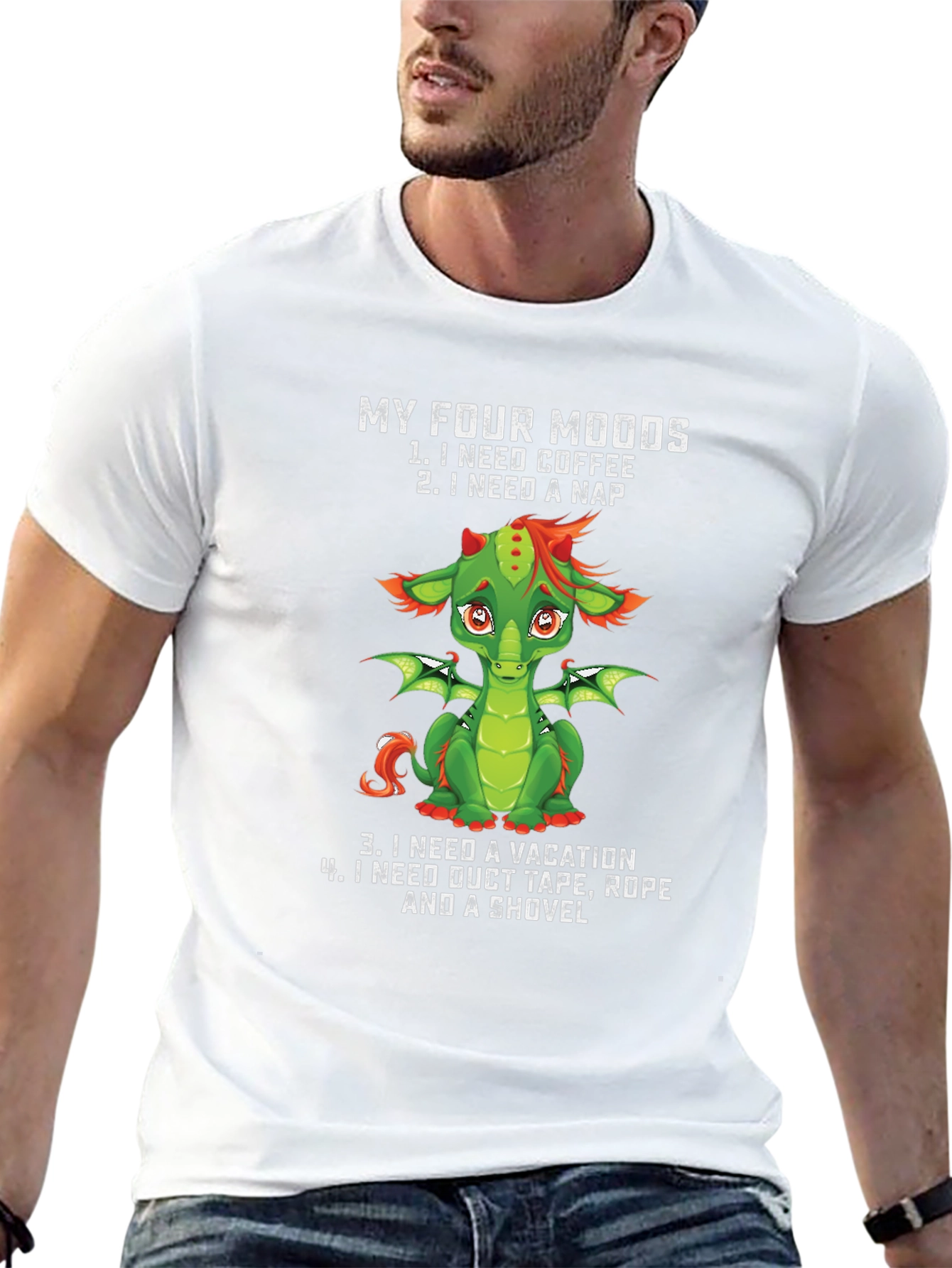 Funny Dragon Four Moods Graphic Tee