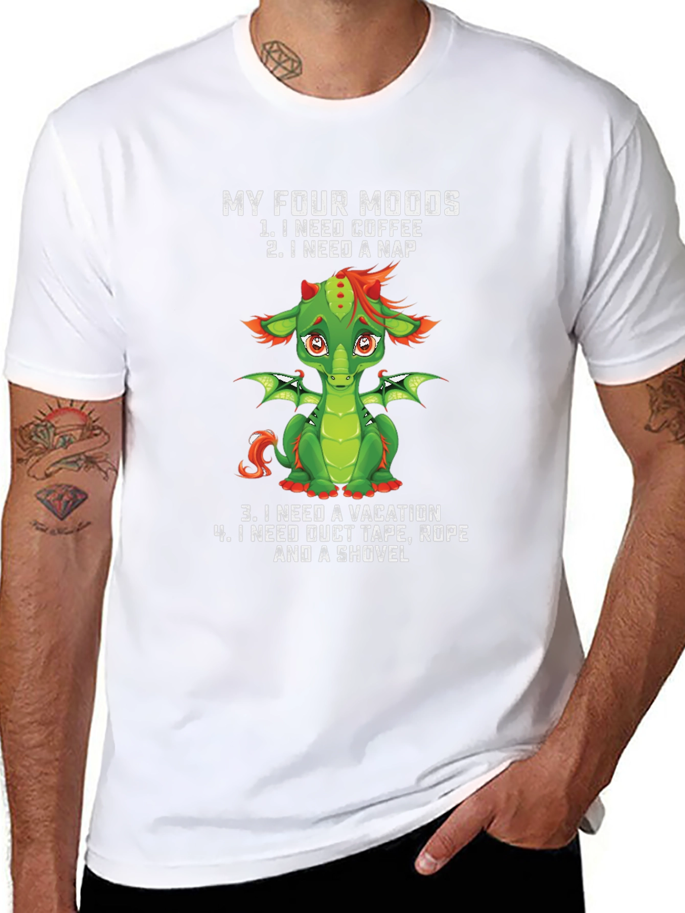 Funny Dragon Four Moods Graphic Tee