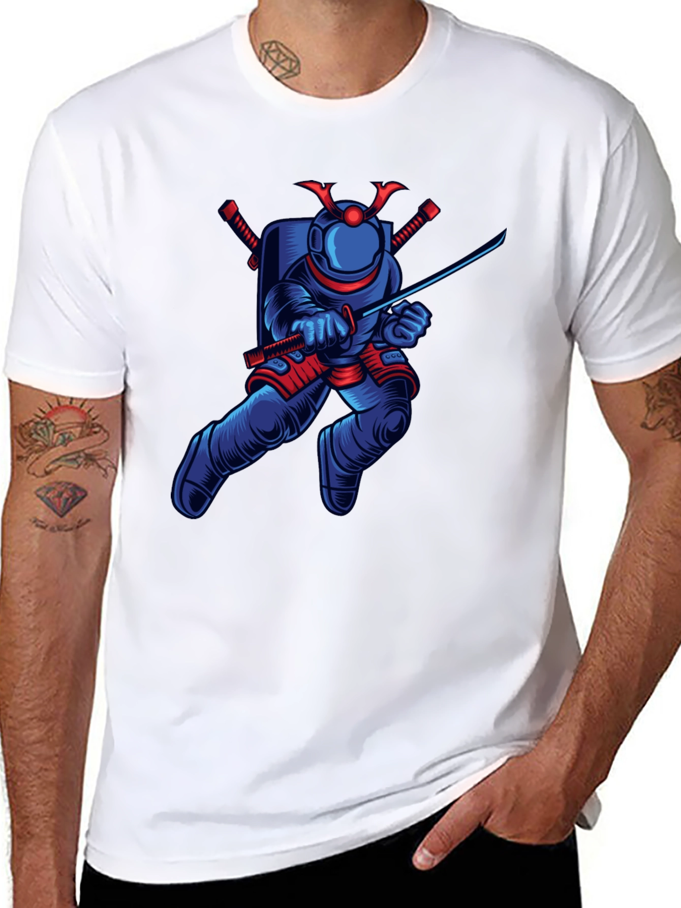 Astronaut Samurai Graphic T-Shirt