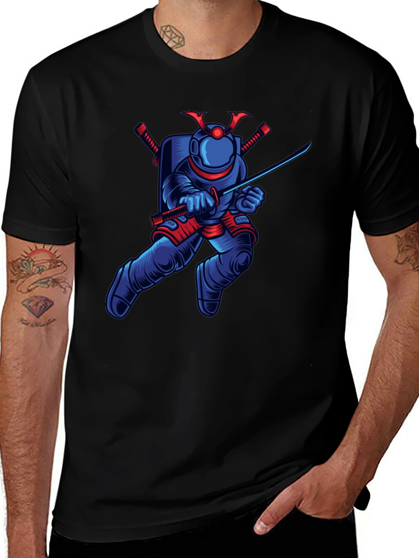 Astronaut Samurai Graphic T-Shirt