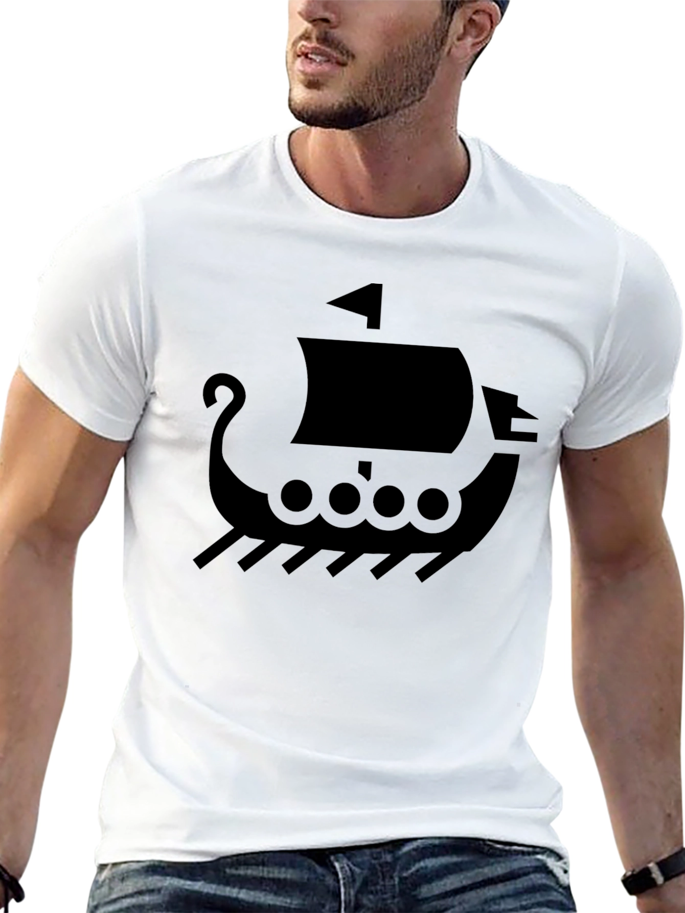 Viking Ship Graphic Tee - Black T-Shirt