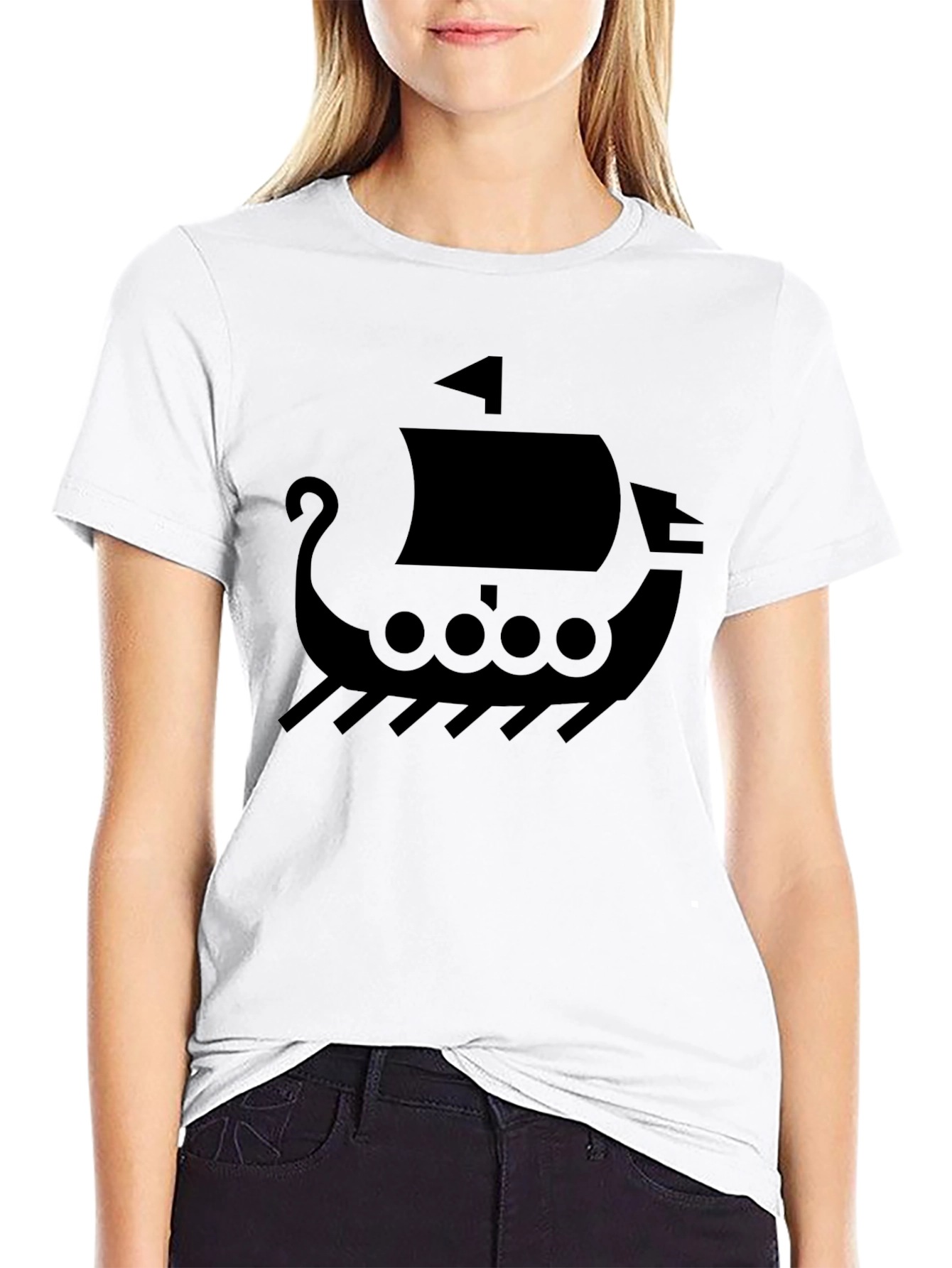 Viking Ship Graphic Tee - Black T-Shirt