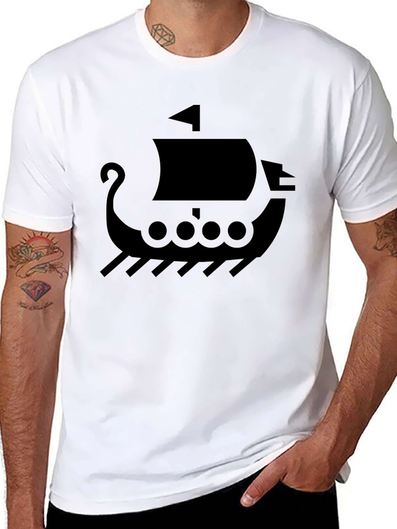 Viking Ship Graphic Tee - Black T-Shirt