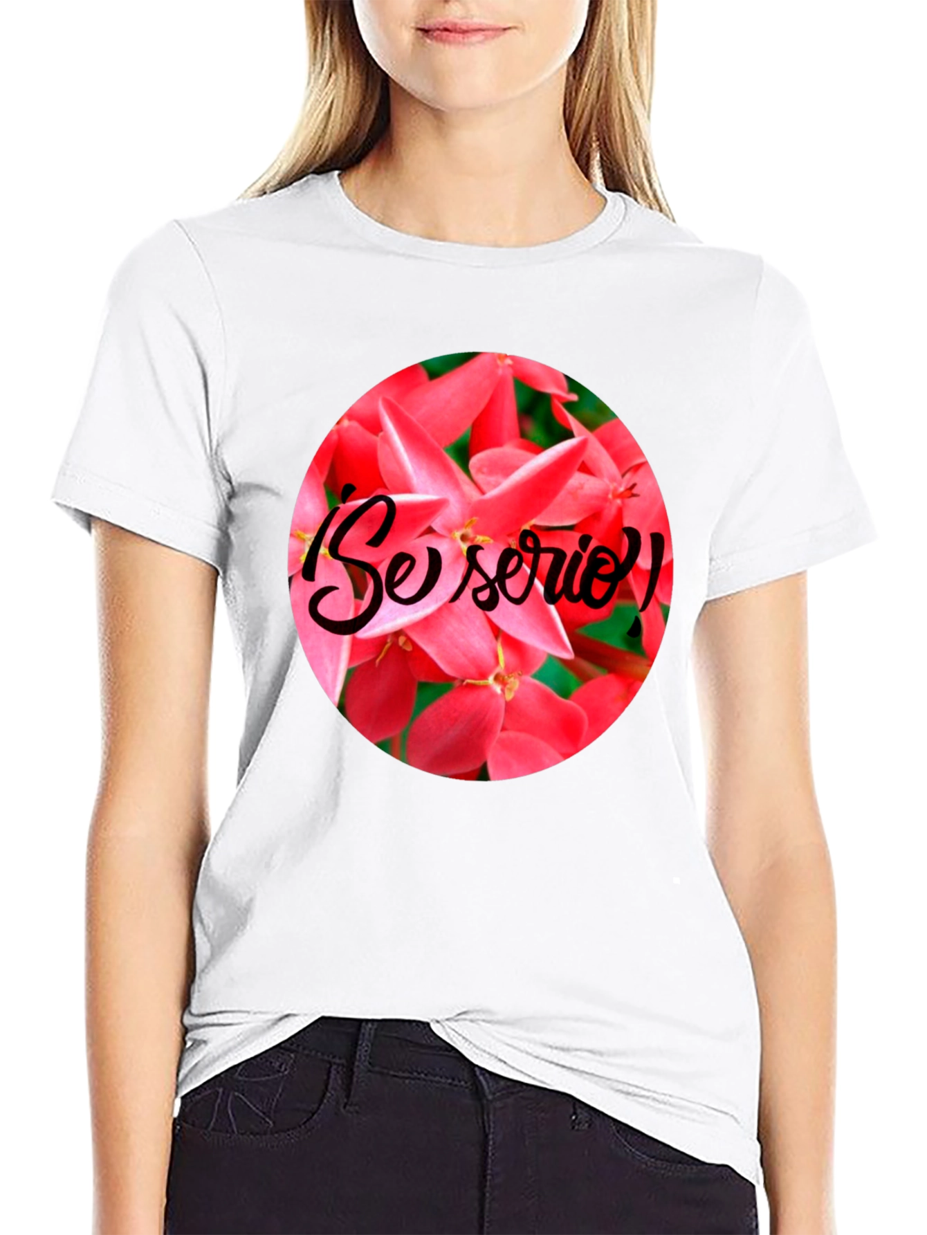 Floral Se Serio! Black T-Shirt