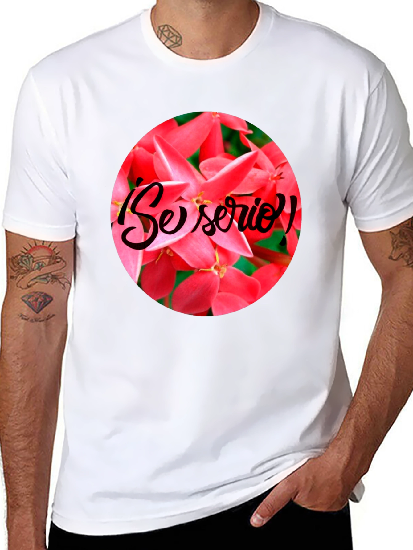 Floral Se Serio! Black T-Shirt