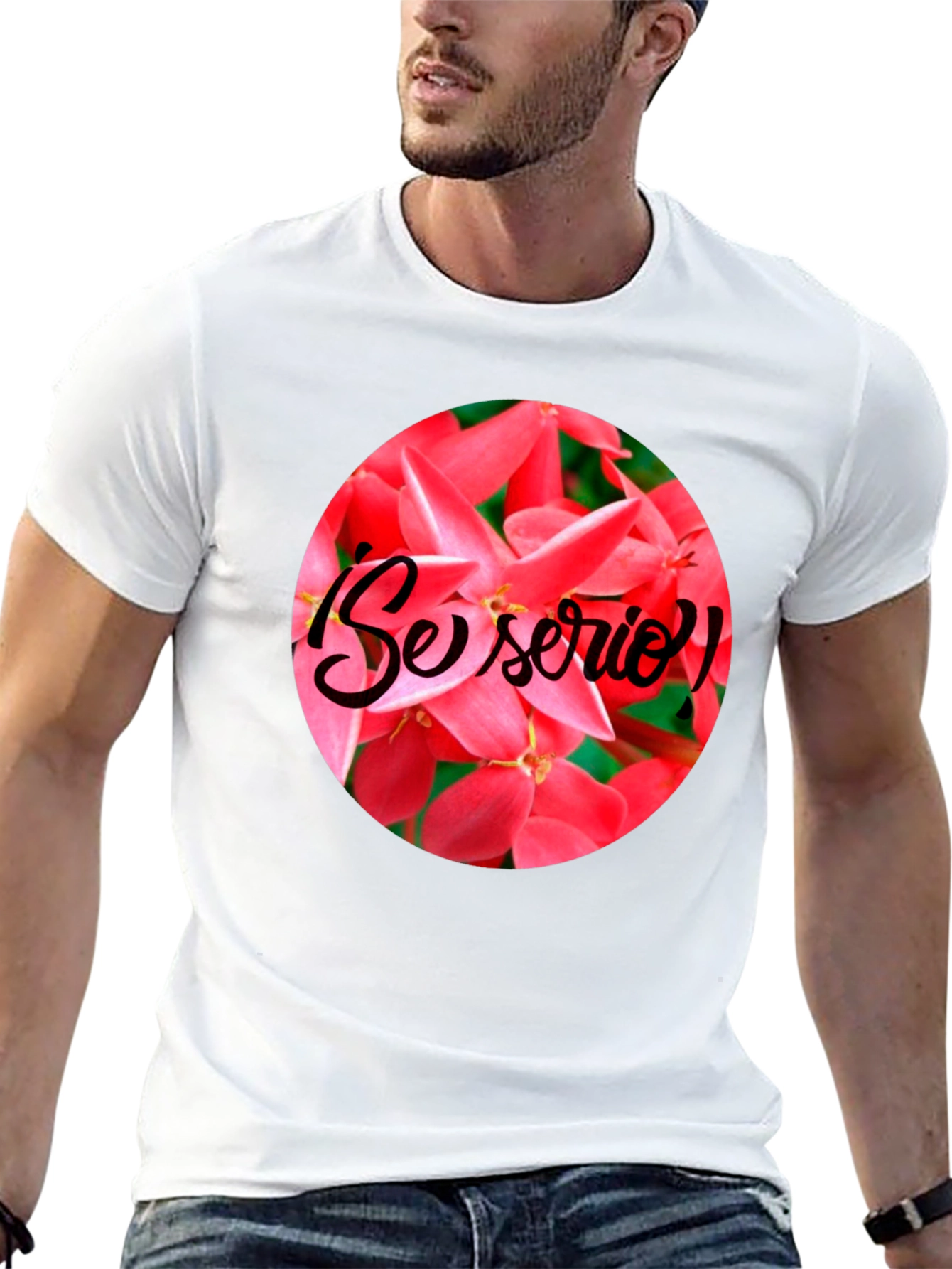 Floral Se Serio! Black T-Shirt