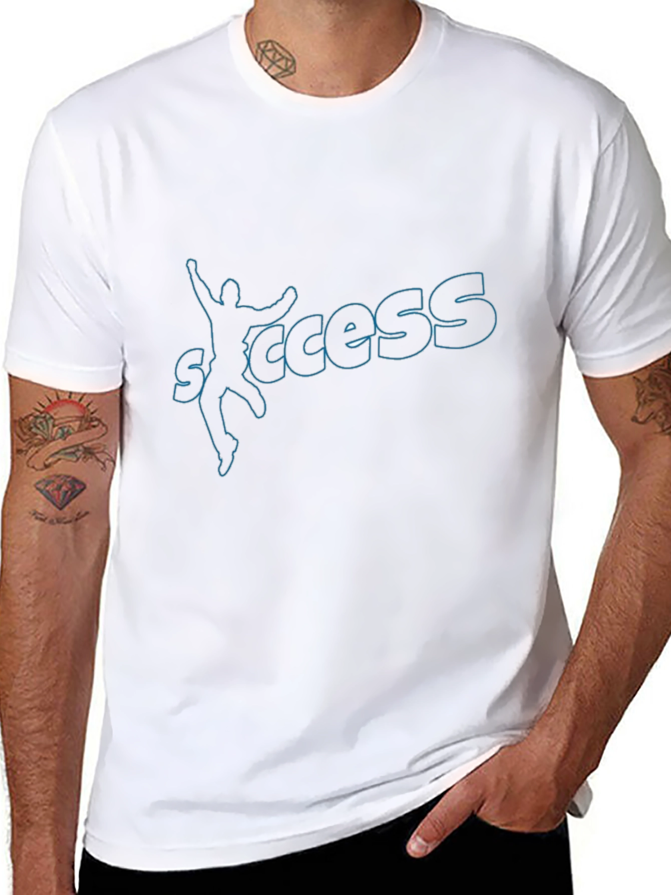 Success Graphic Print Black Cotton Tee