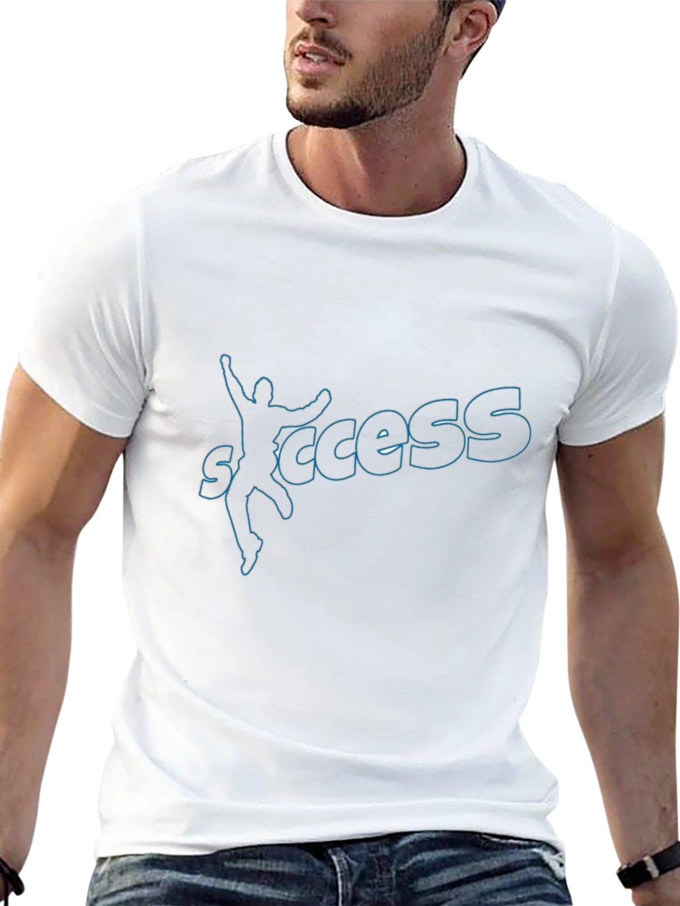 Success Graphic Print Black Cotton Tee