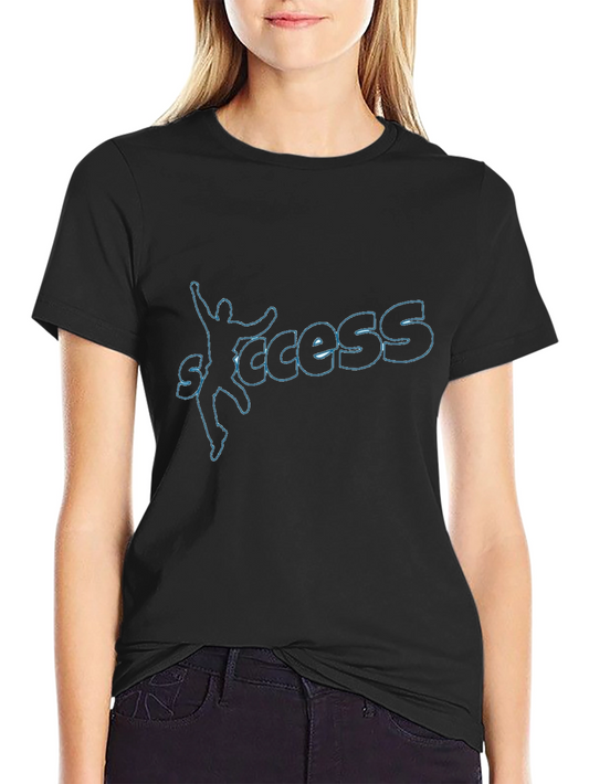 Success Graphic Print Black Cotton Tee
