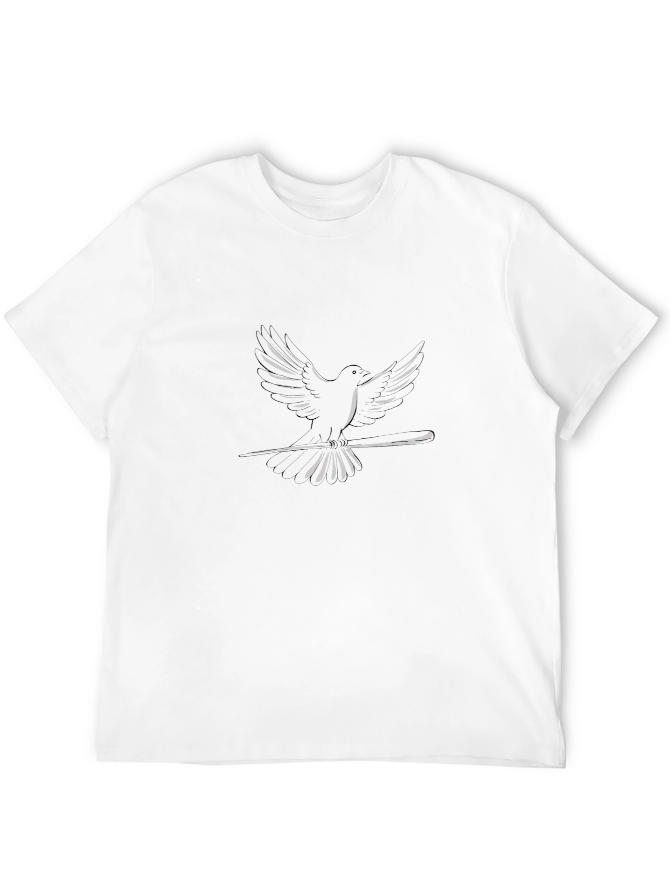 Dove on Branch Graphic Tee - Casual Black T-Shirt