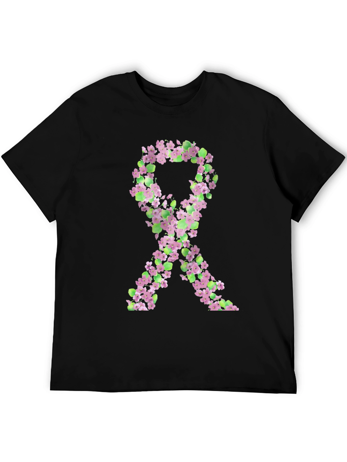 Floral Breast Cancer Awareness Ribbon T-Shirt