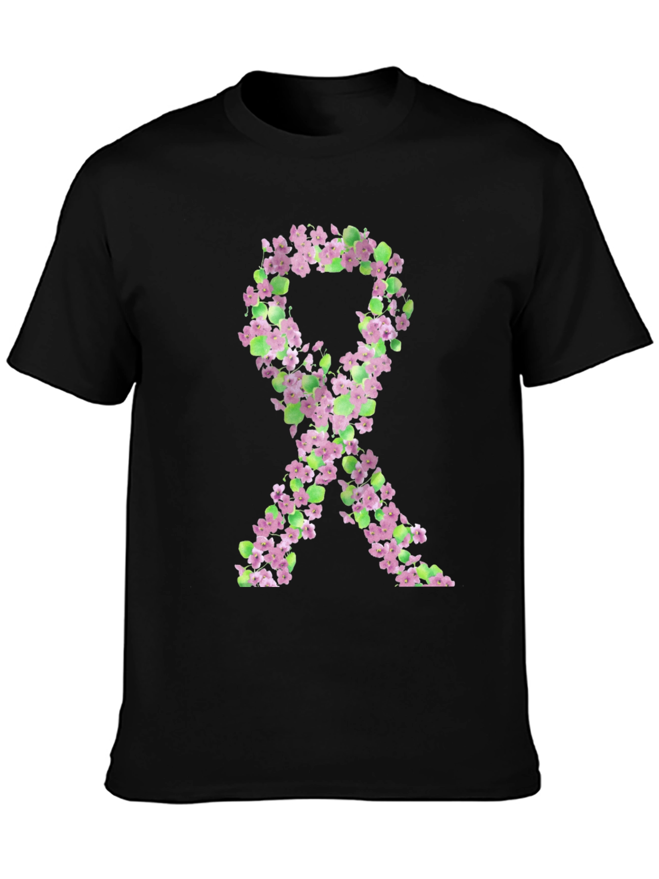 Floral Breast Cancer Awareness Ribbon T-Shirt