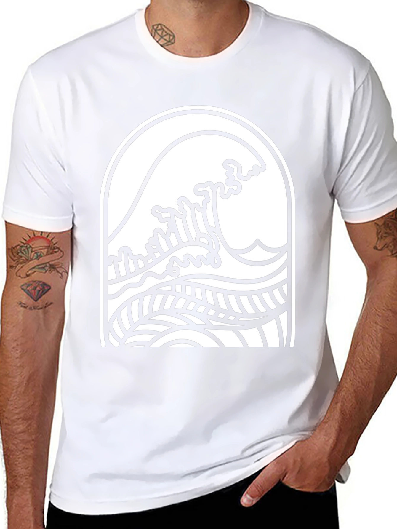 Wave Graphic Tee - Black Cotton Comfort