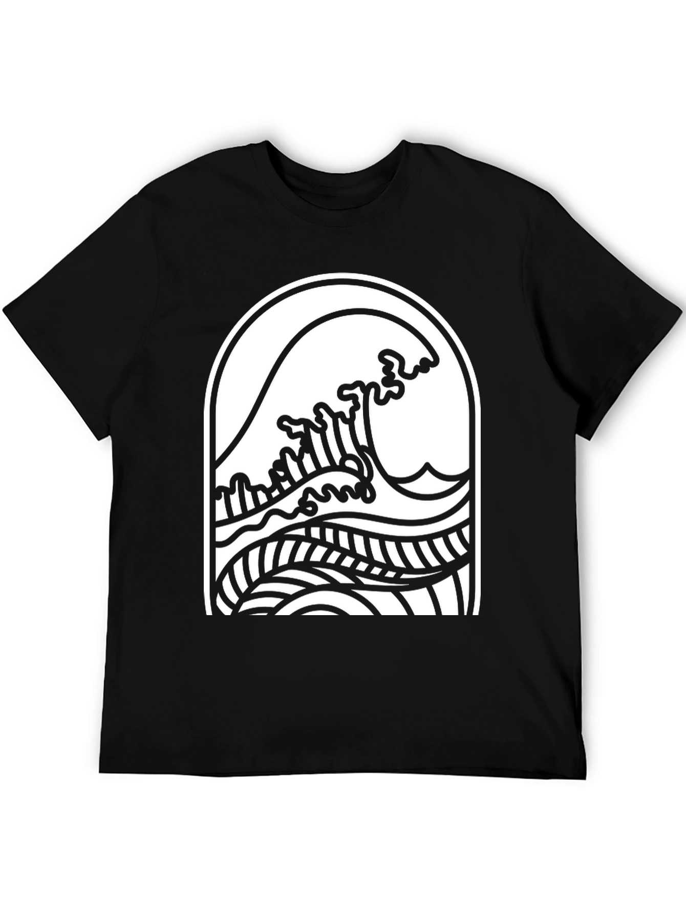 Wave Graphic Tee - Black Cotton Comfort