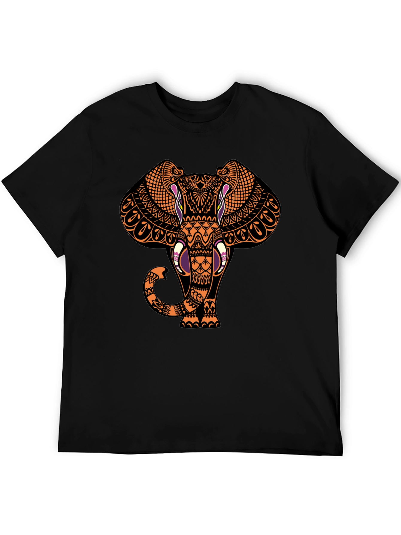 Elephant Graphic Print Black T-Shirt