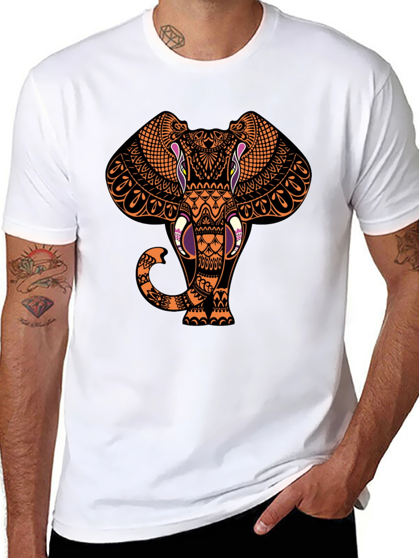 Elephant Graphic Print Black T-Shirt