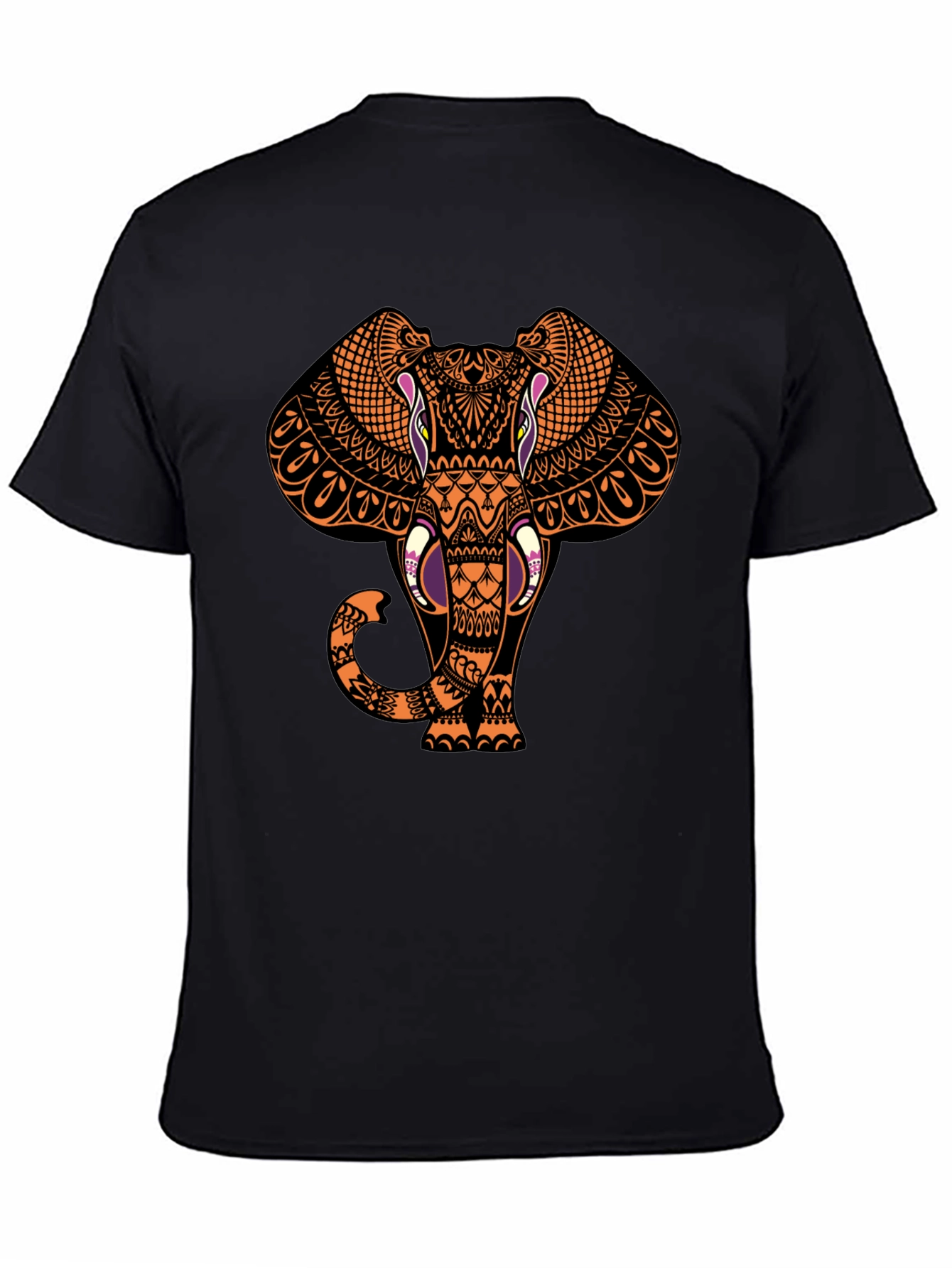 Elephant Graphic Print Black T-Shirt