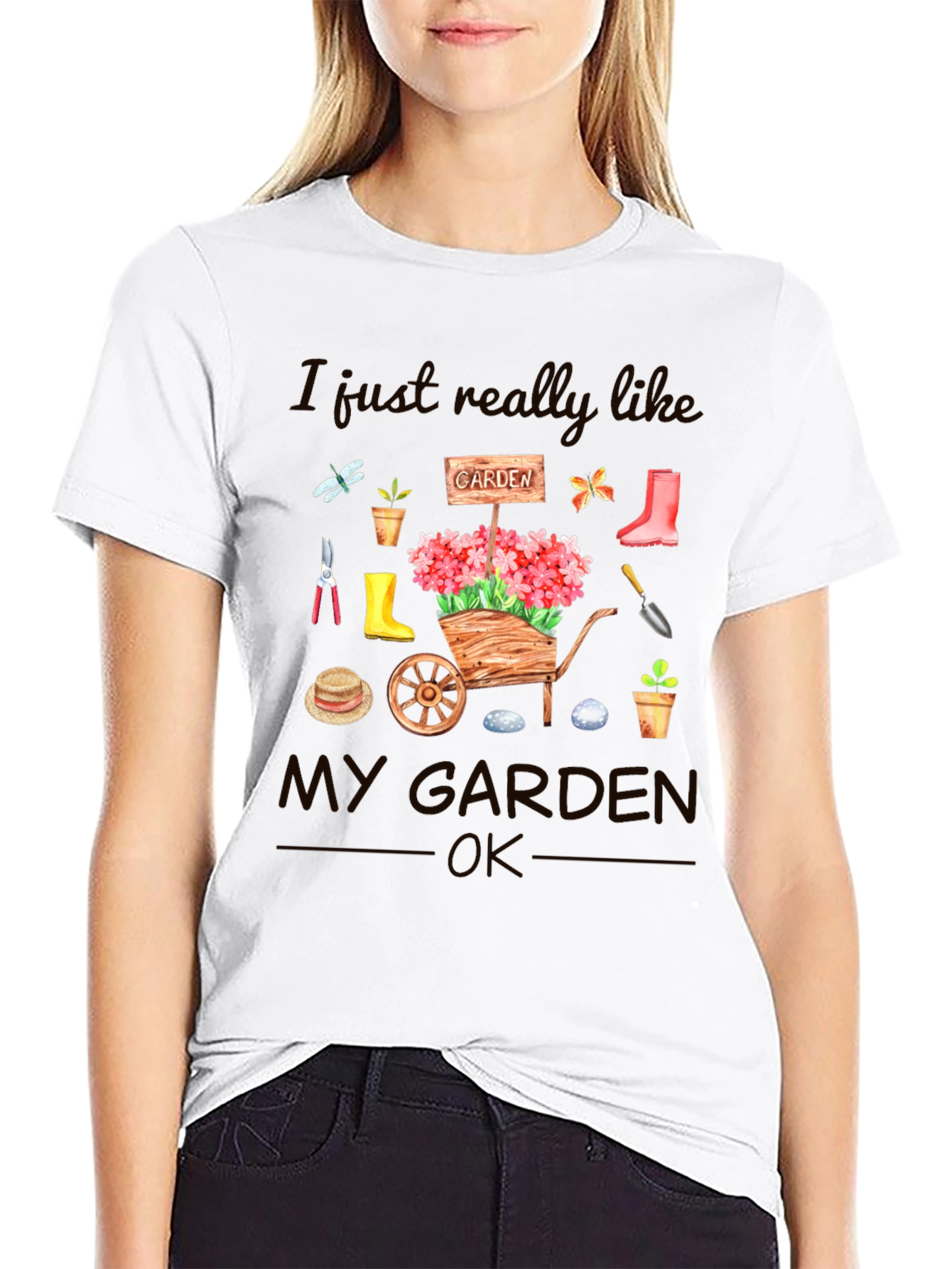 Gardening Lover T-Shirt - Garden Tools and Flowers Design