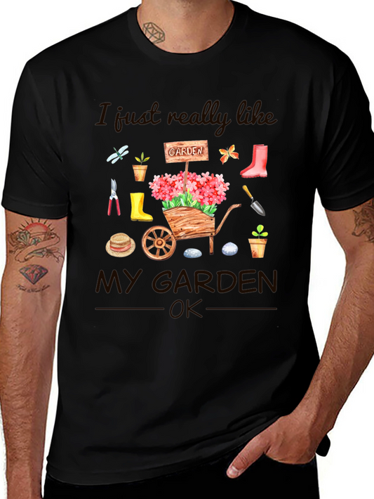 Gardening Lover T-Shirt - Garden Tools and Flowers Design