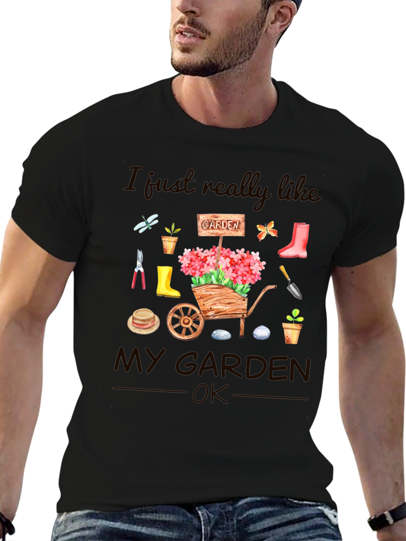Gardening Lover T-Shirt - Garden Tools and Flowers Design
