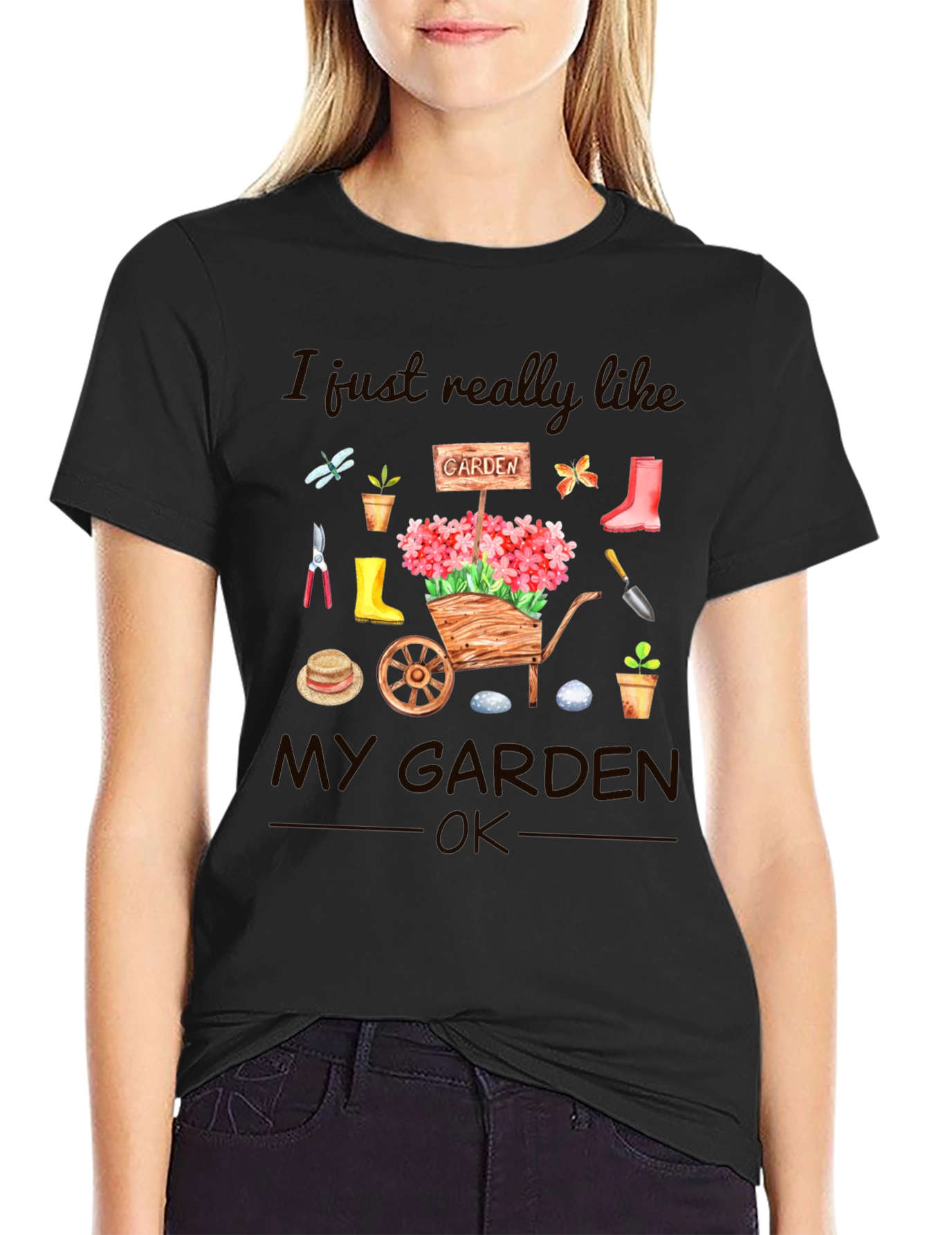 Gardening Lover T-Shirt - Garden Tools and Flowers Design