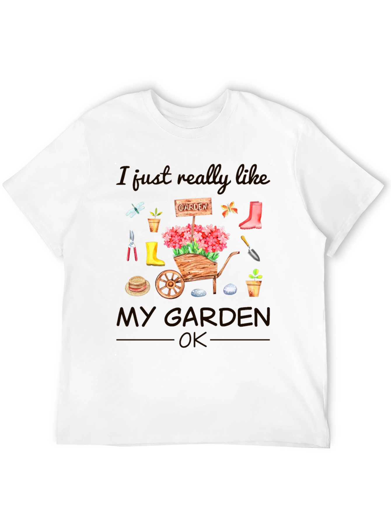 Gardening Lover T-Shirt - Garden Tools and Flowers Design
