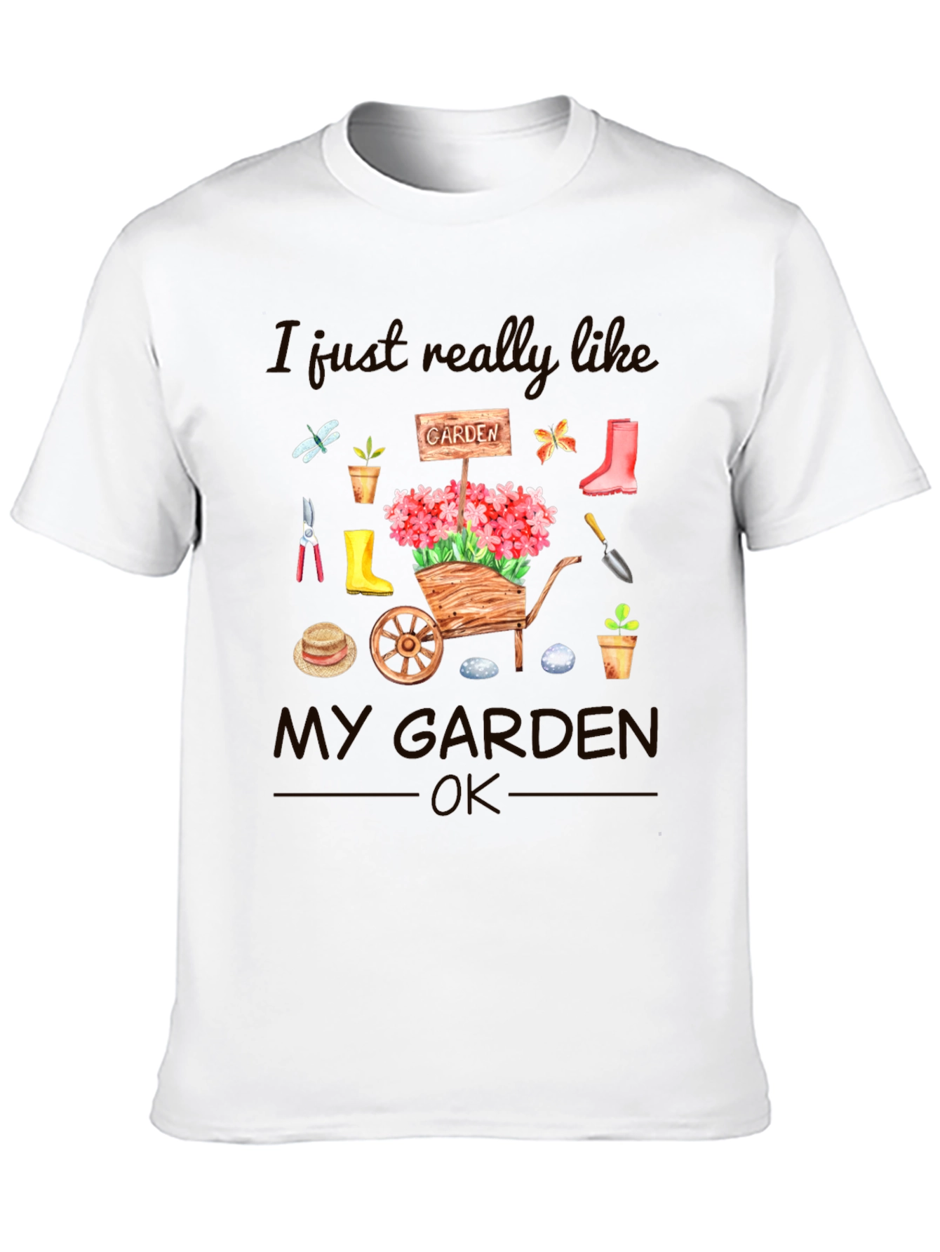 Gardening Lover T-Shirt - Garden Tools and Flowers Design
