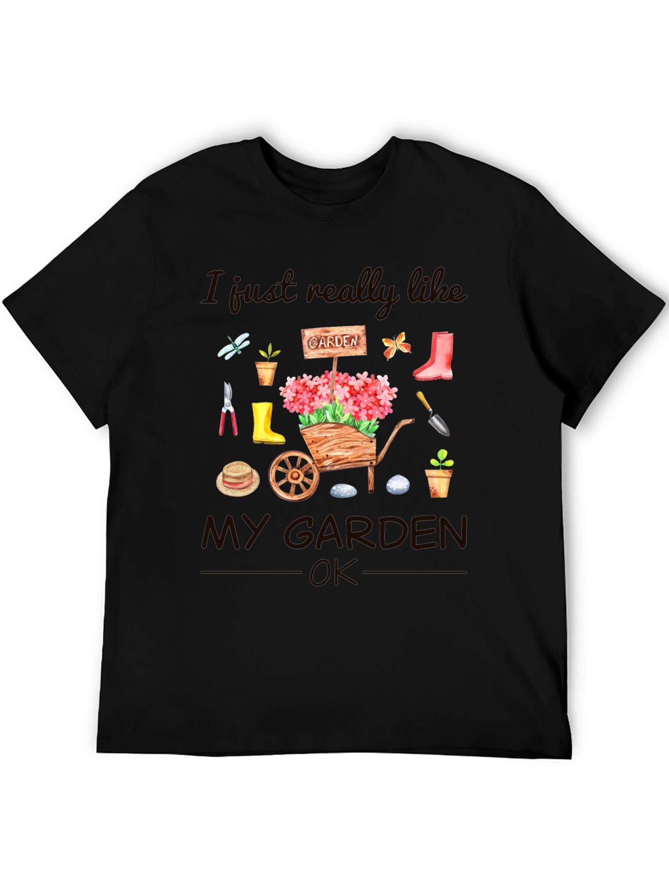 Gardening Lover T-Shirt - Garden Tools and Flowers Design