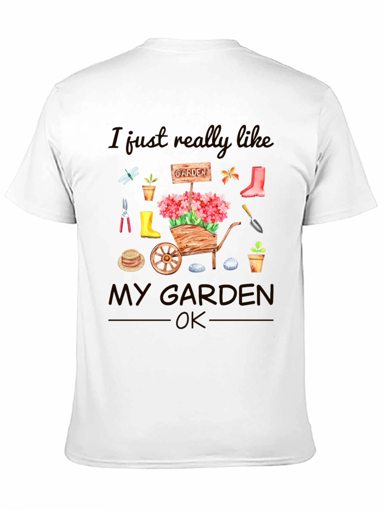 Gardening Lover T-Shirt - Garden Tools and Flowers Design