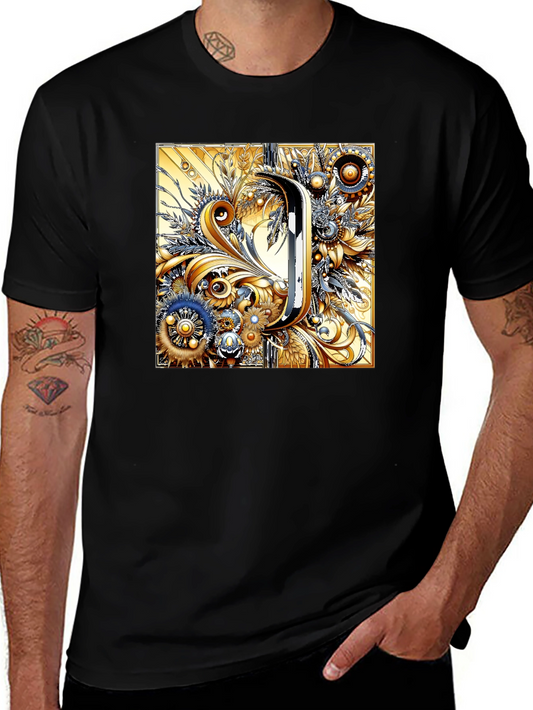 Steampunk Letter J T-Shirt - Ornate Floral Design