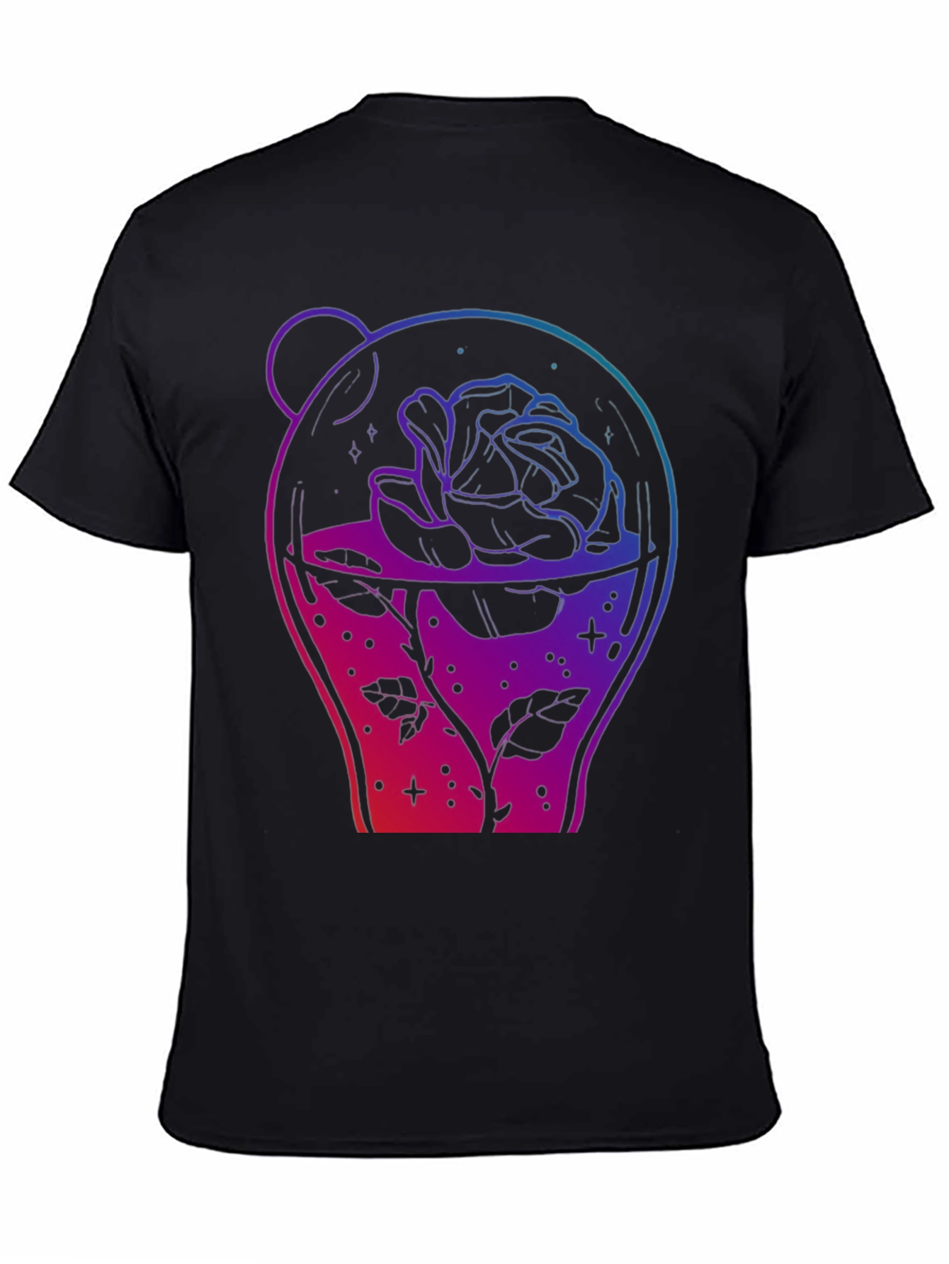 Rose in Jar Graphic Print Black T-Shirt