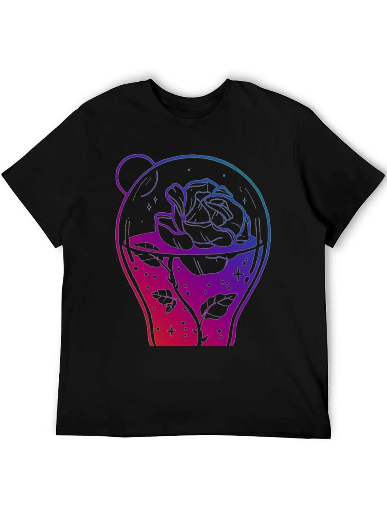 Rose in Jar Graphic Print Black T-Shirt