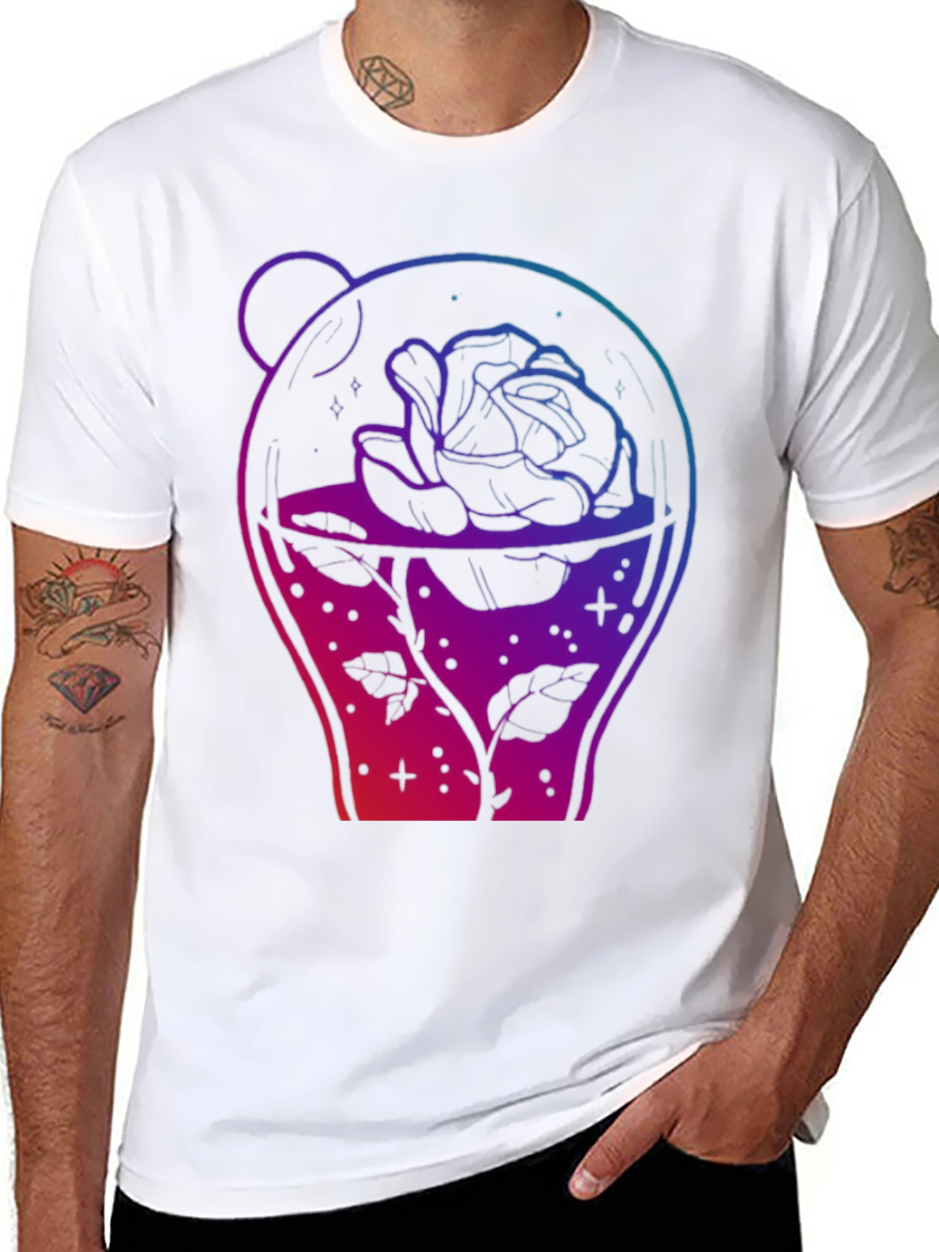Rose in Jar Graphic Print Black T-Shirt