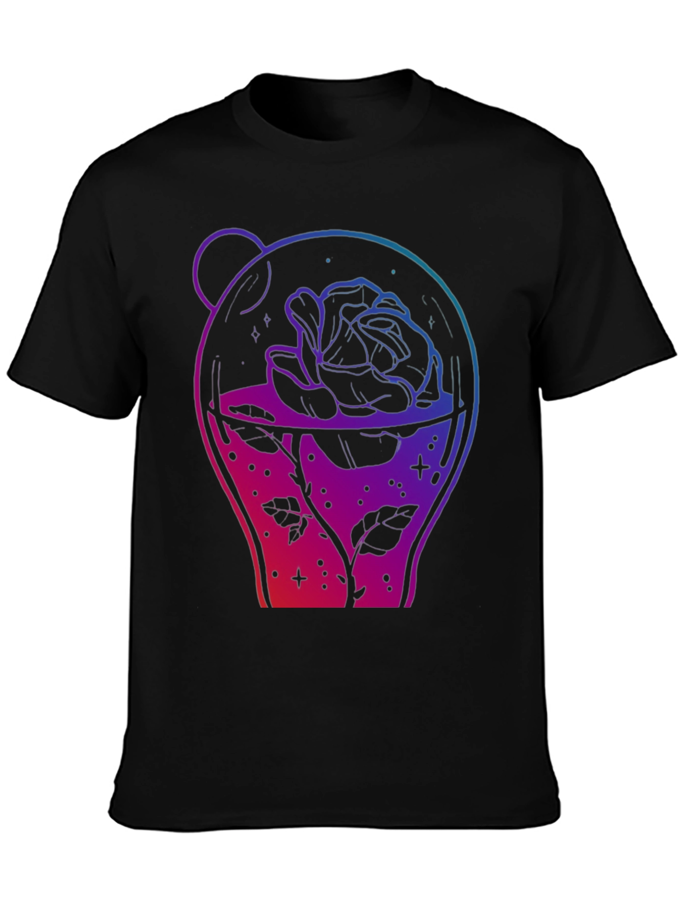 Rose in Jar Graphic Print Black T-Shirt