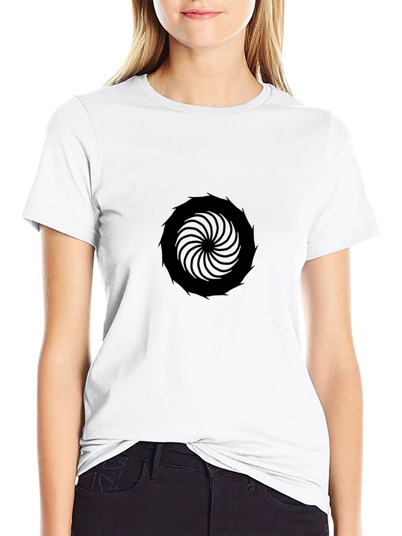 Mens Black T-Shirt with Circular Abstract Graphic