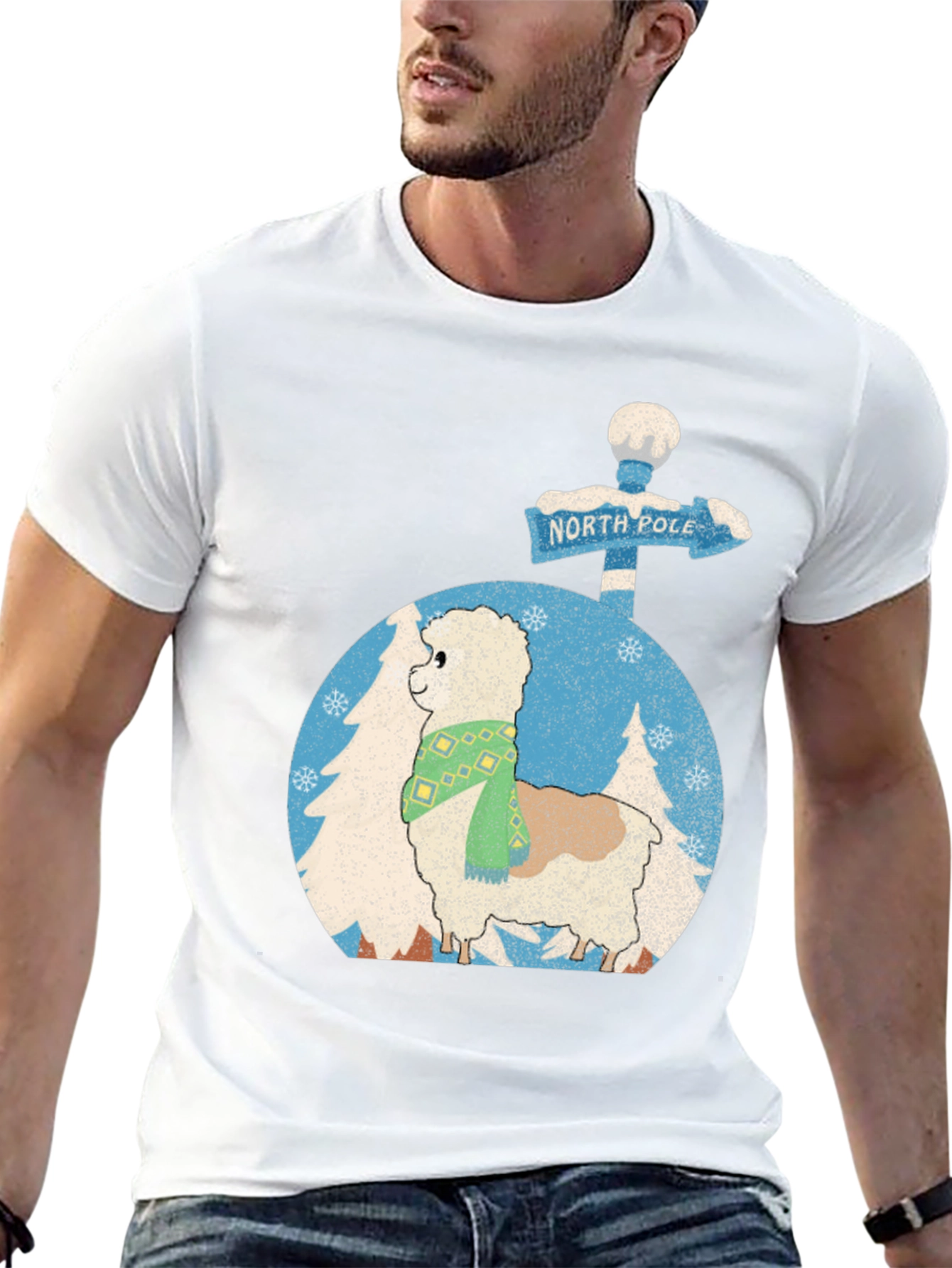 Alpaca North Pole Christmas Tee