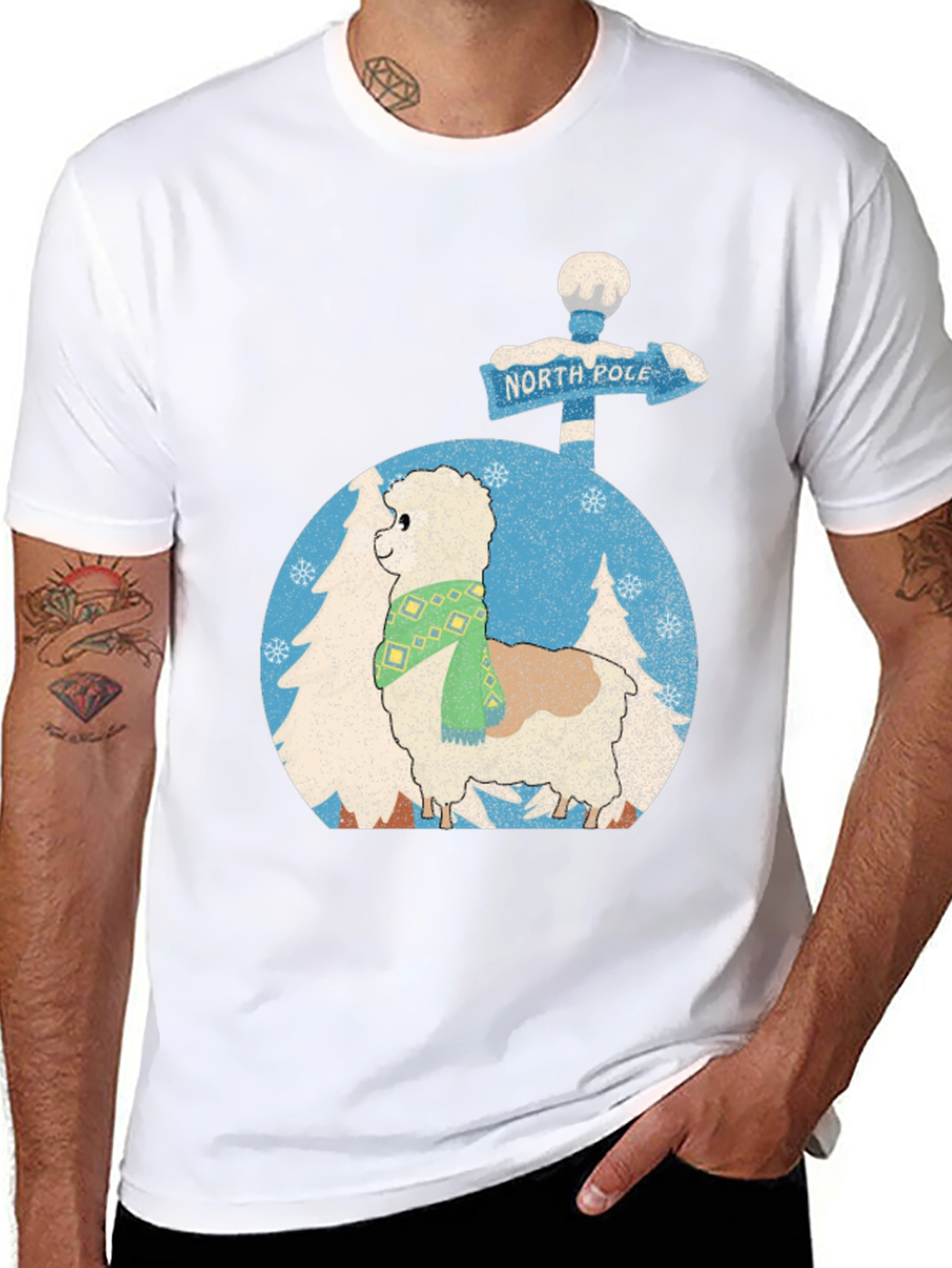 Alpaca North Pole Christmas Tee