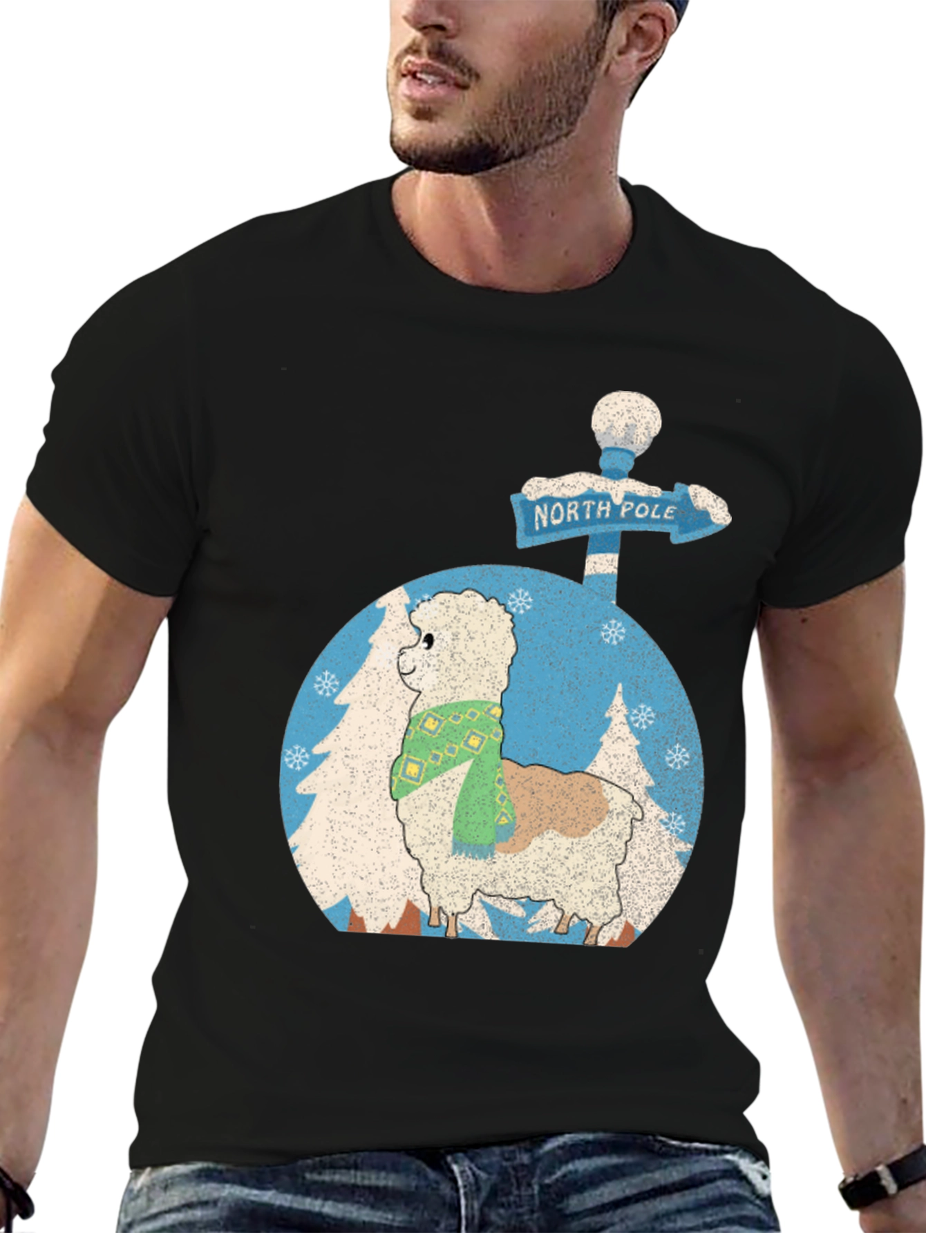 Alpaca North Pole Christmas Tee