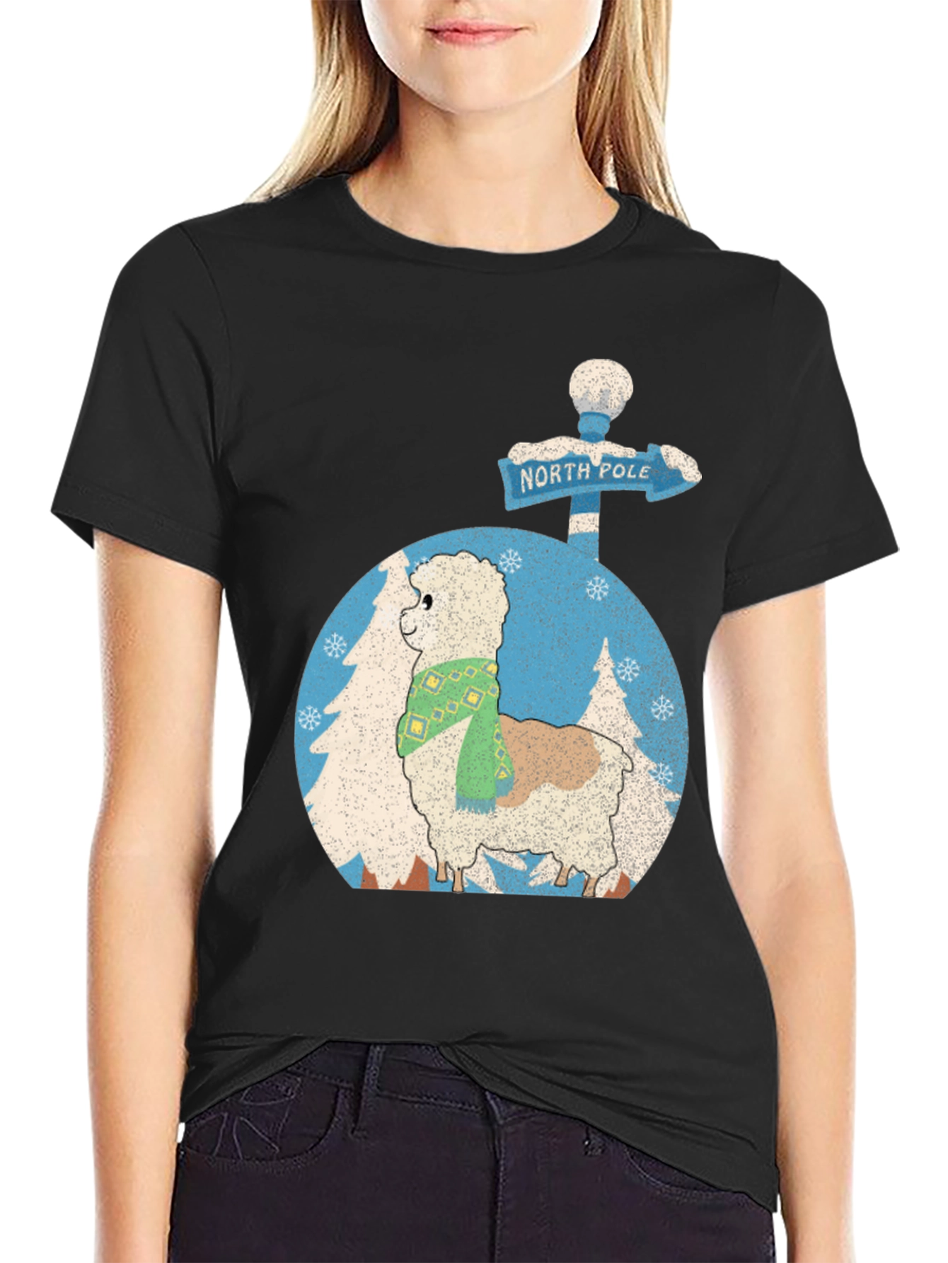 Alpaca North Pole Christmas Tee