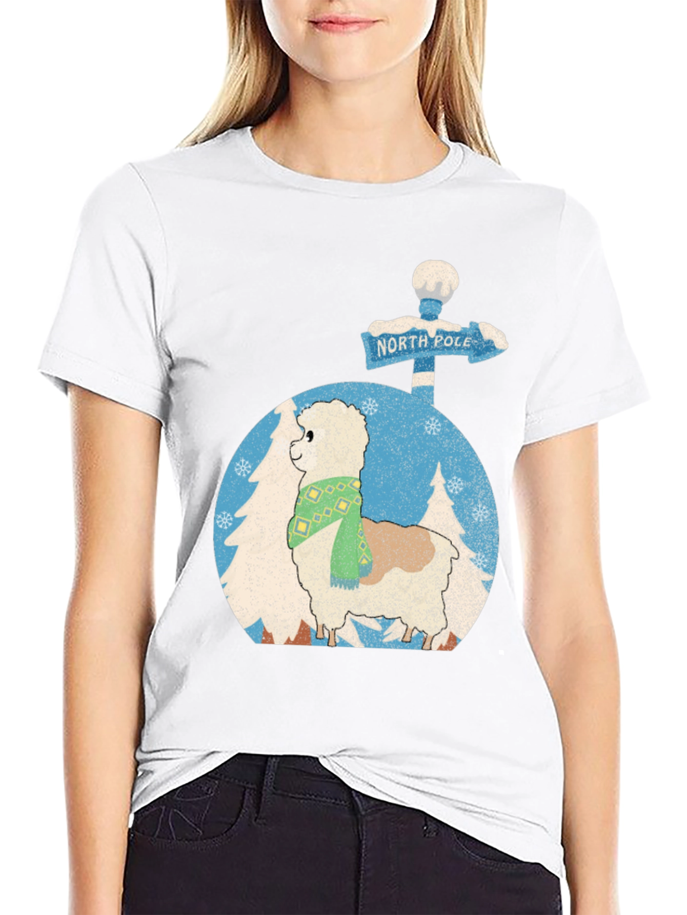 Alpaca North Pole Christmas Tee